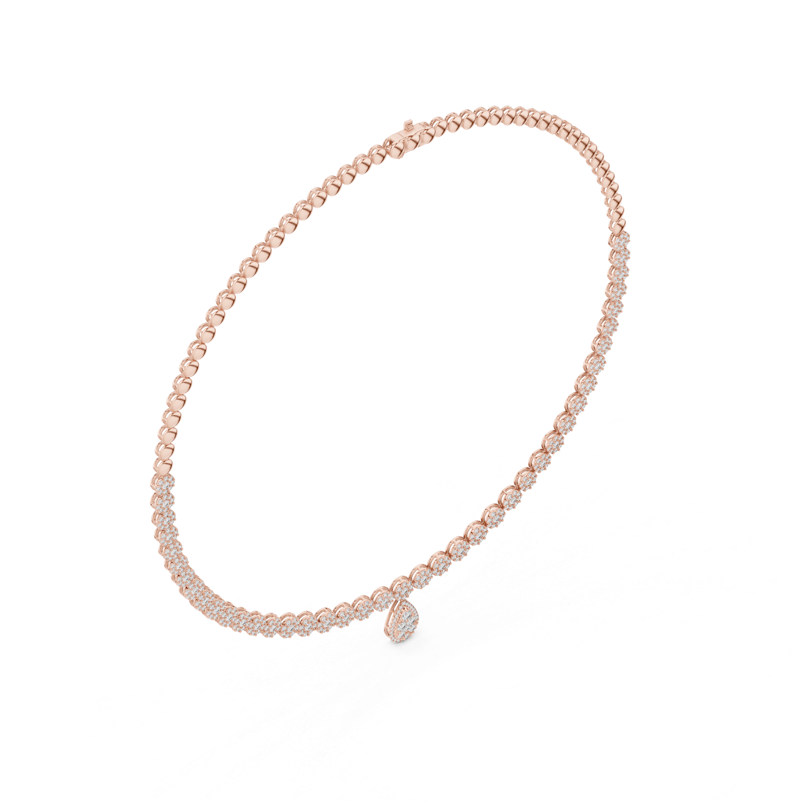 Halo Pear Diamond Pendant Necklace