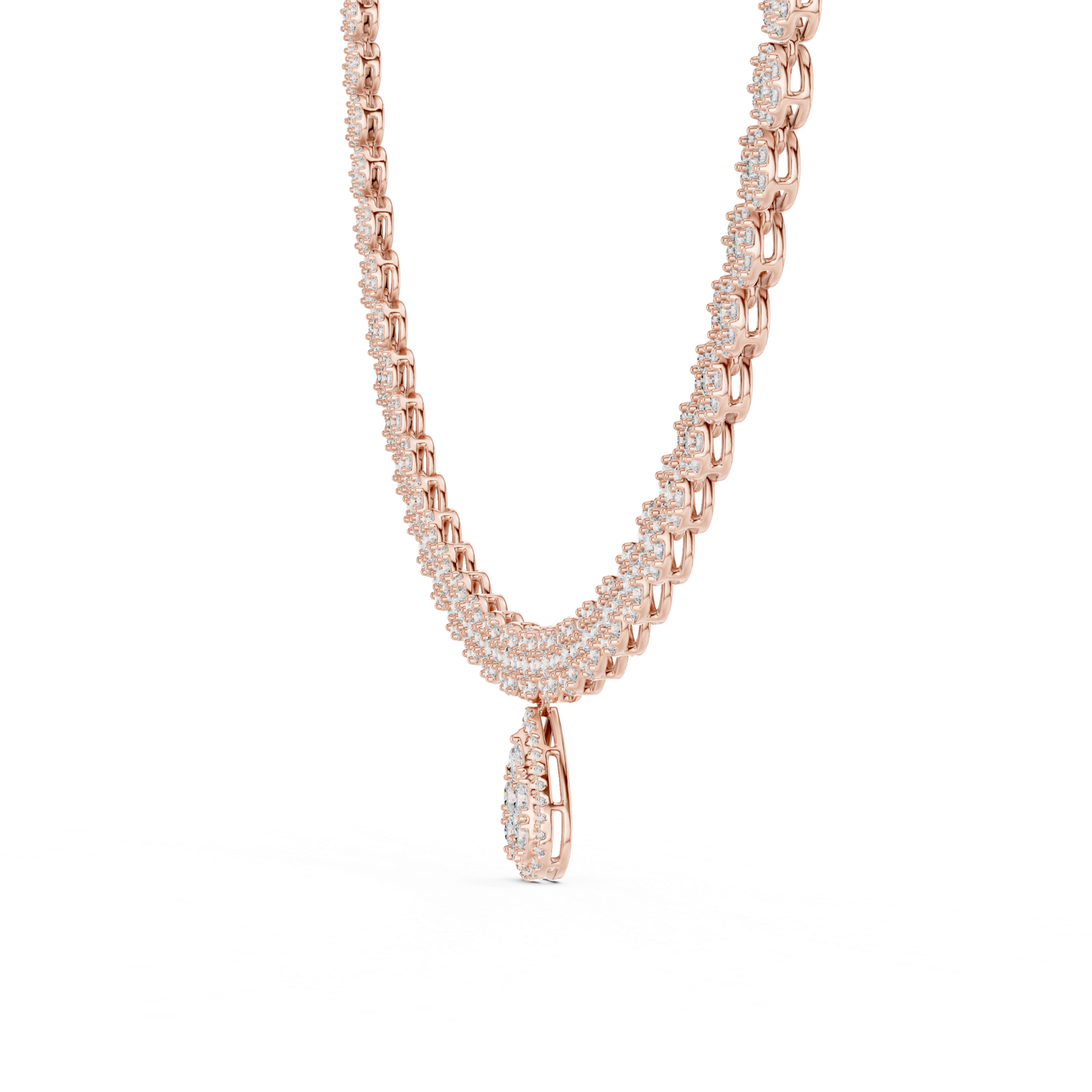 Halo Pear Diamond Pendant Necklace