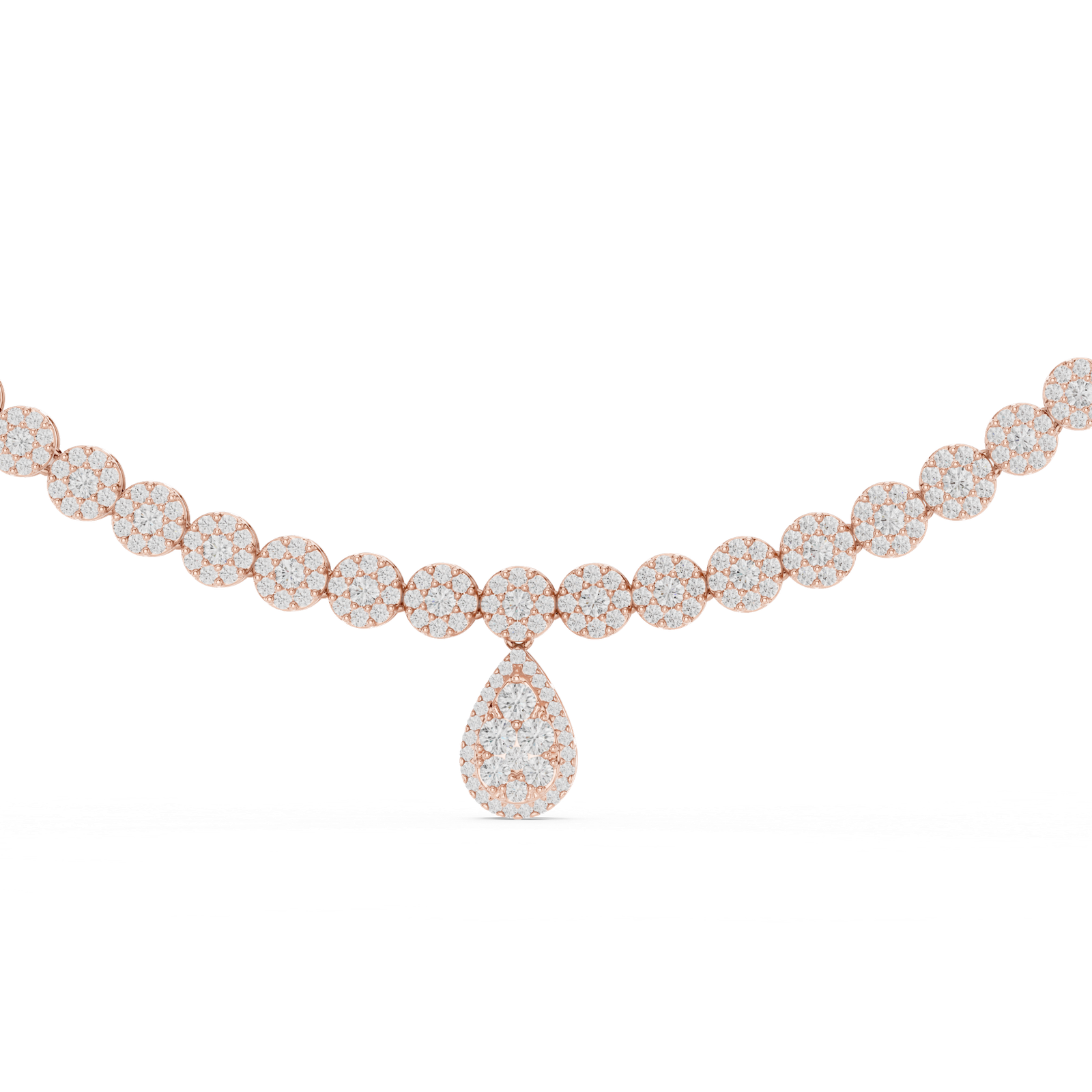 Halo Pear Diamond Pendant Necklace