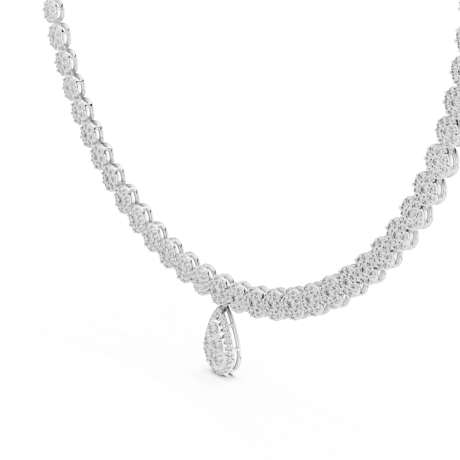 Halo Pear Diamond Pendant Necklace