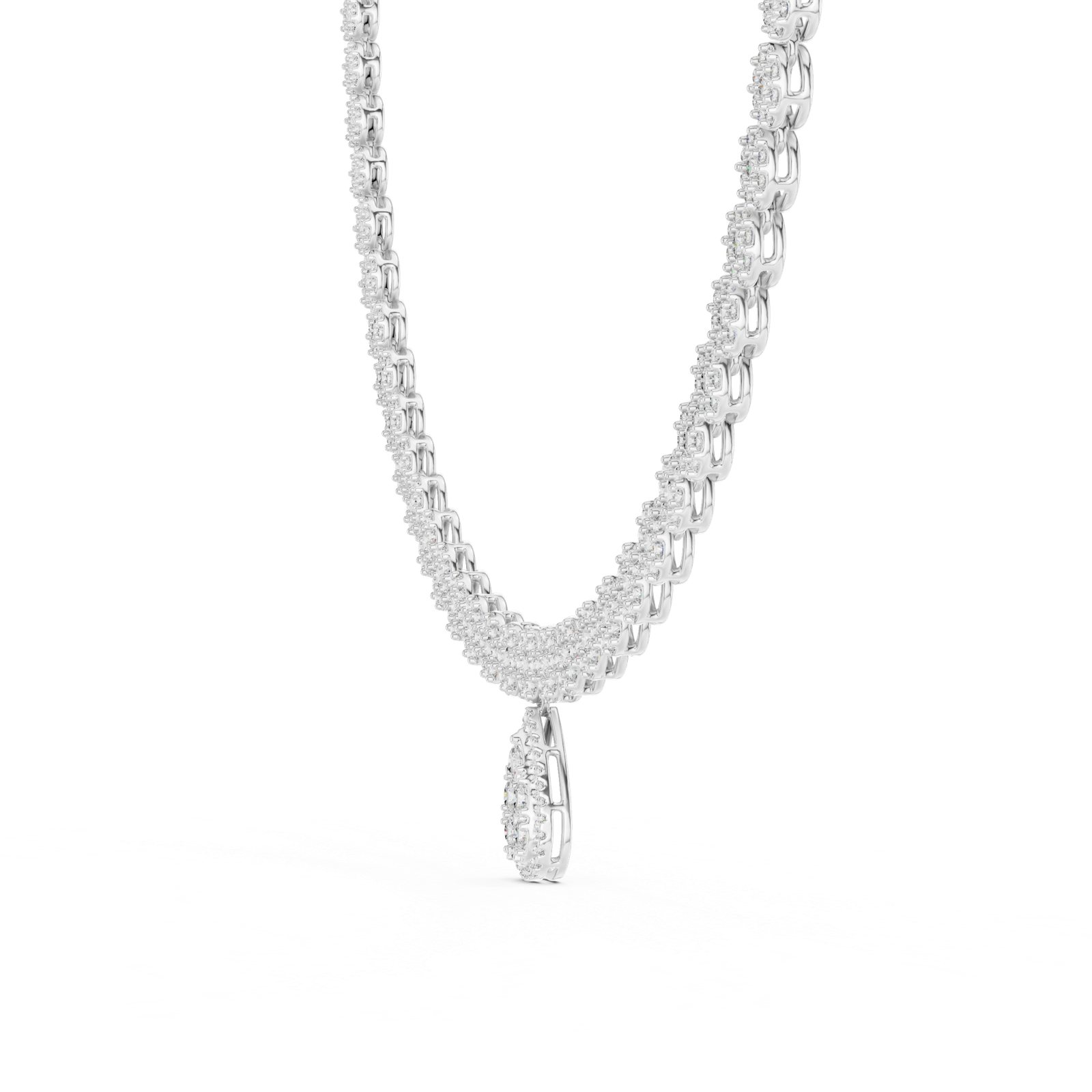 Halo Pear Diamond Pendant Necklace