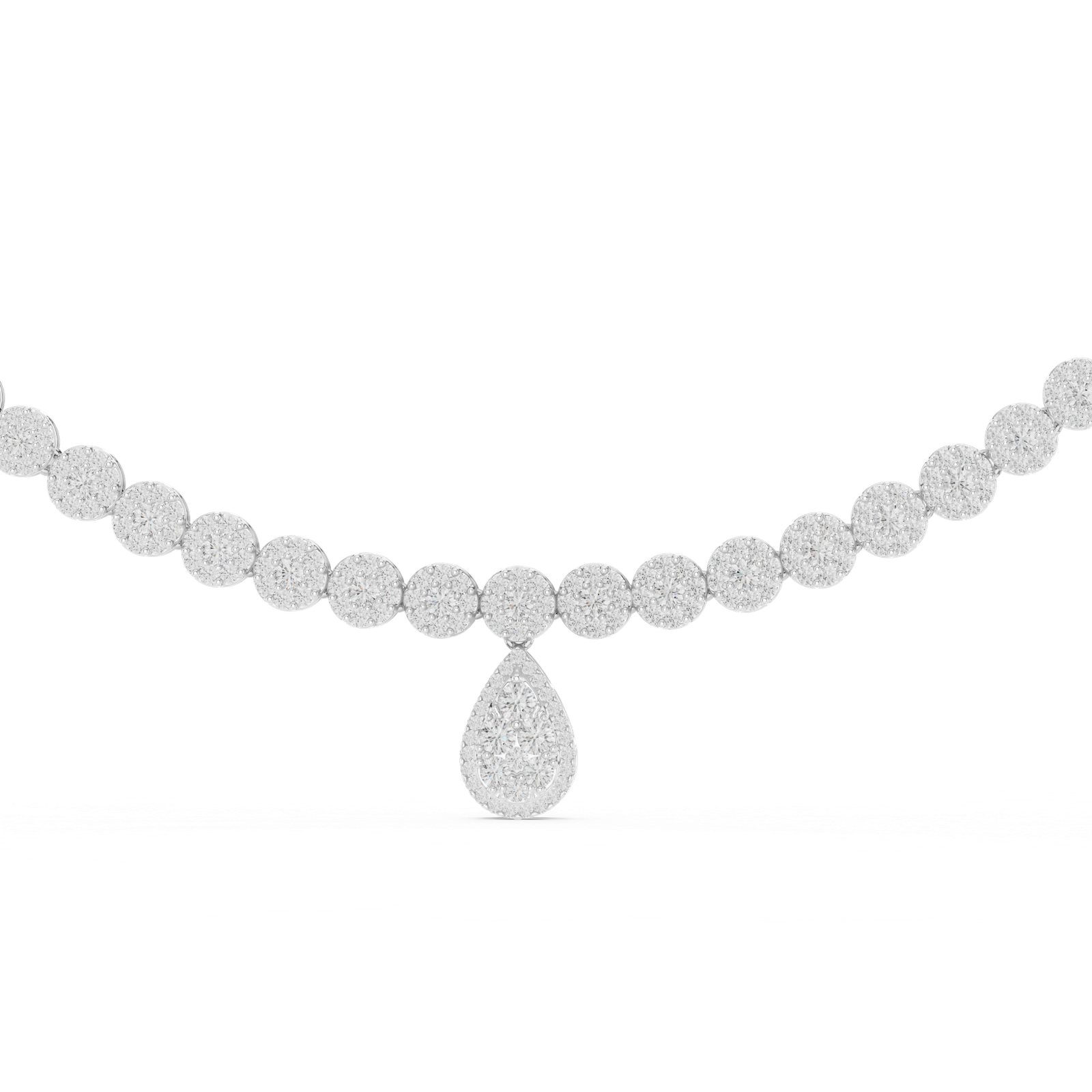 Halo Pear Diamond Pendant Necklace
