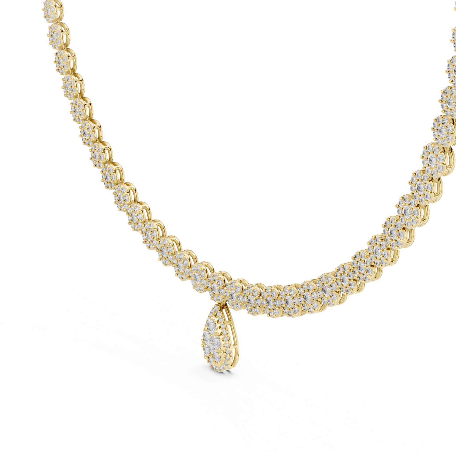 Halo Pear Diamond Pendant Necklace