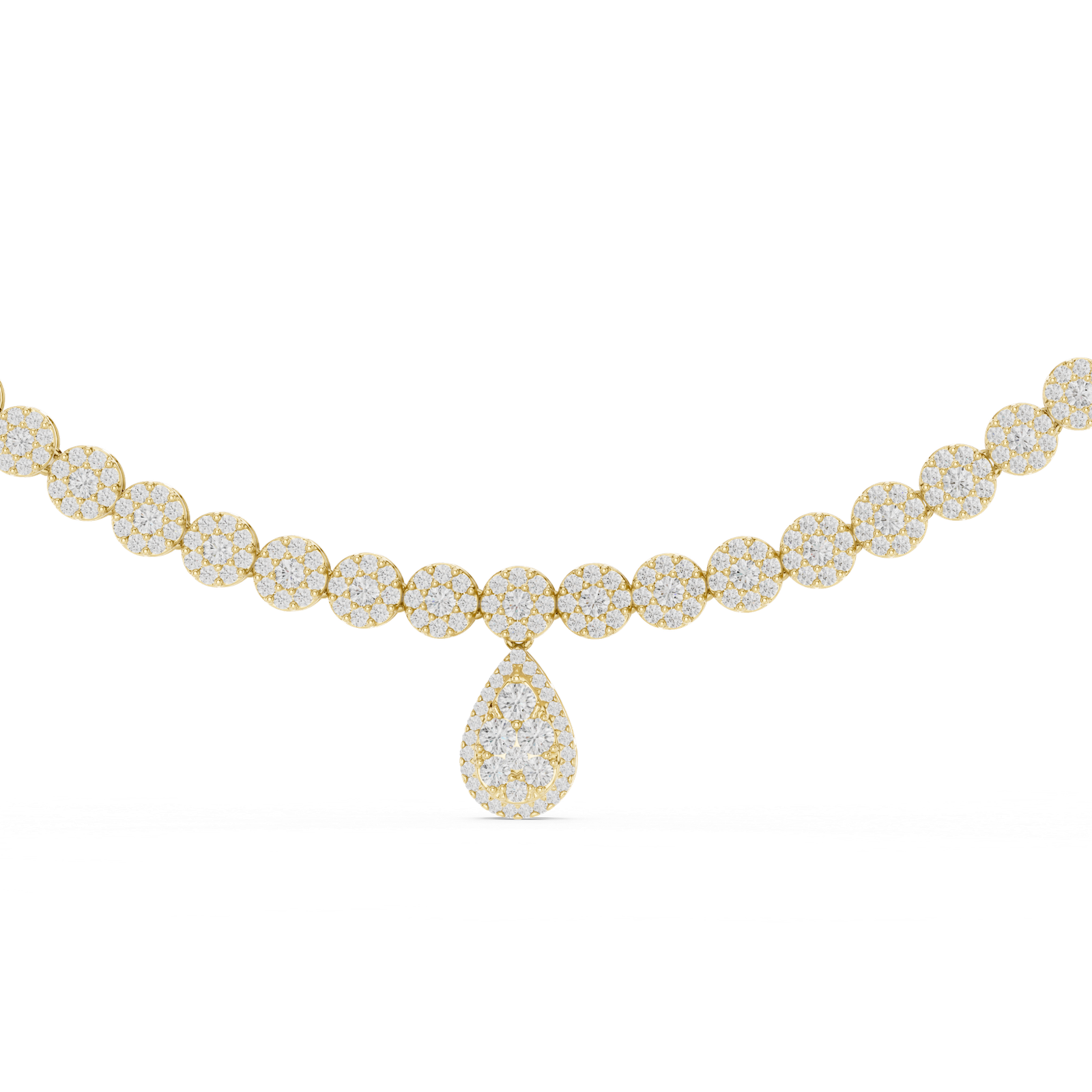 Halo Pear Diamond Pendant Necklace