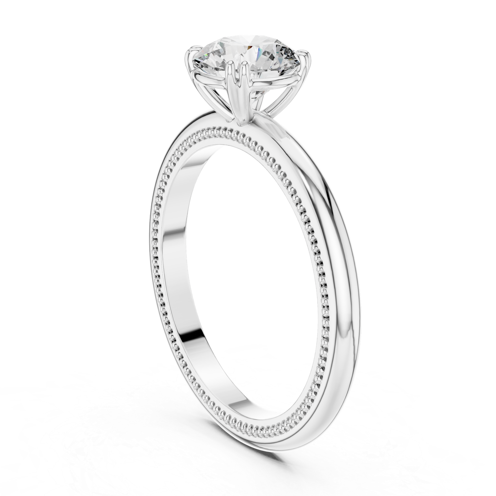 Milgrain Round Solitaire Ring