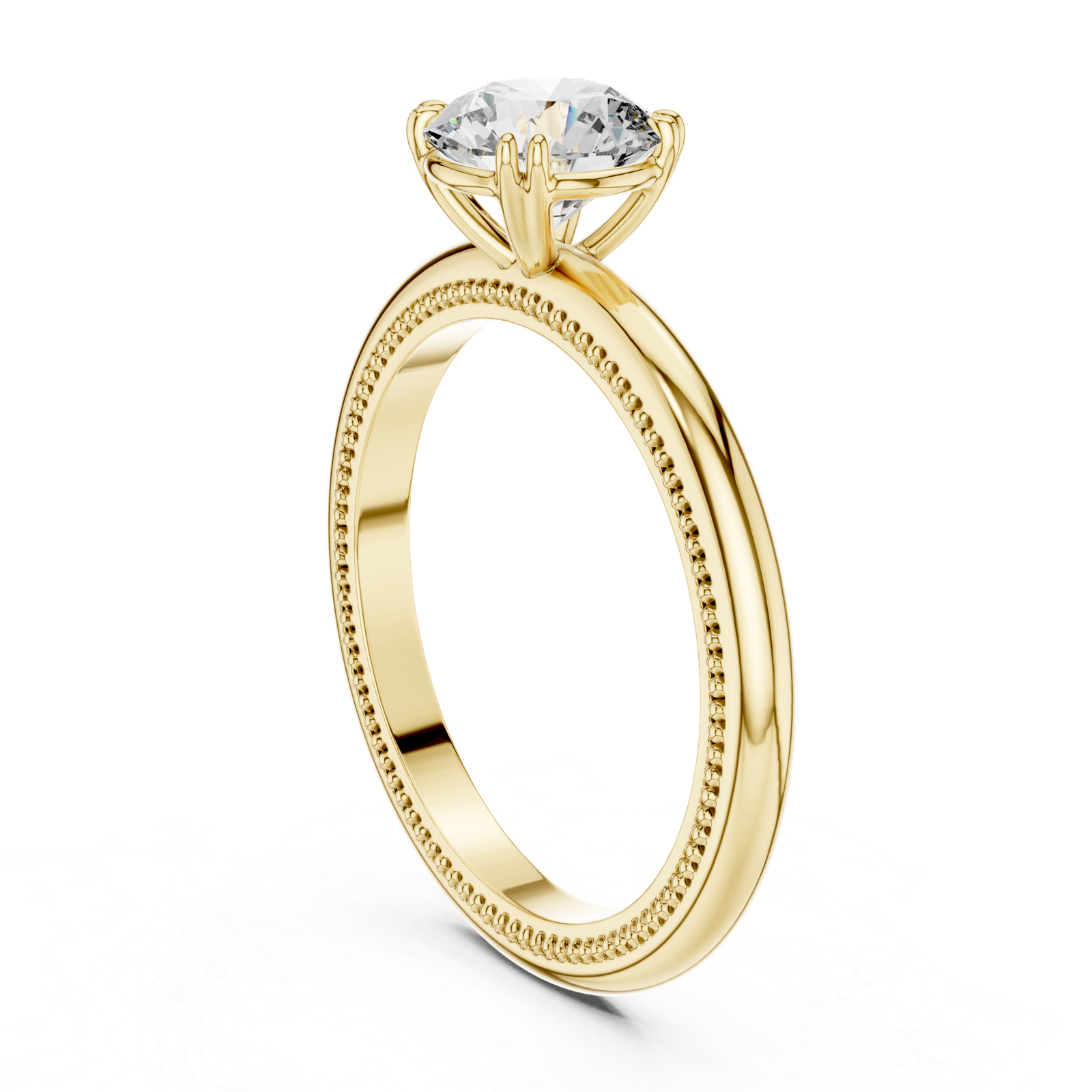 Milgrain Round Solitaire Ring