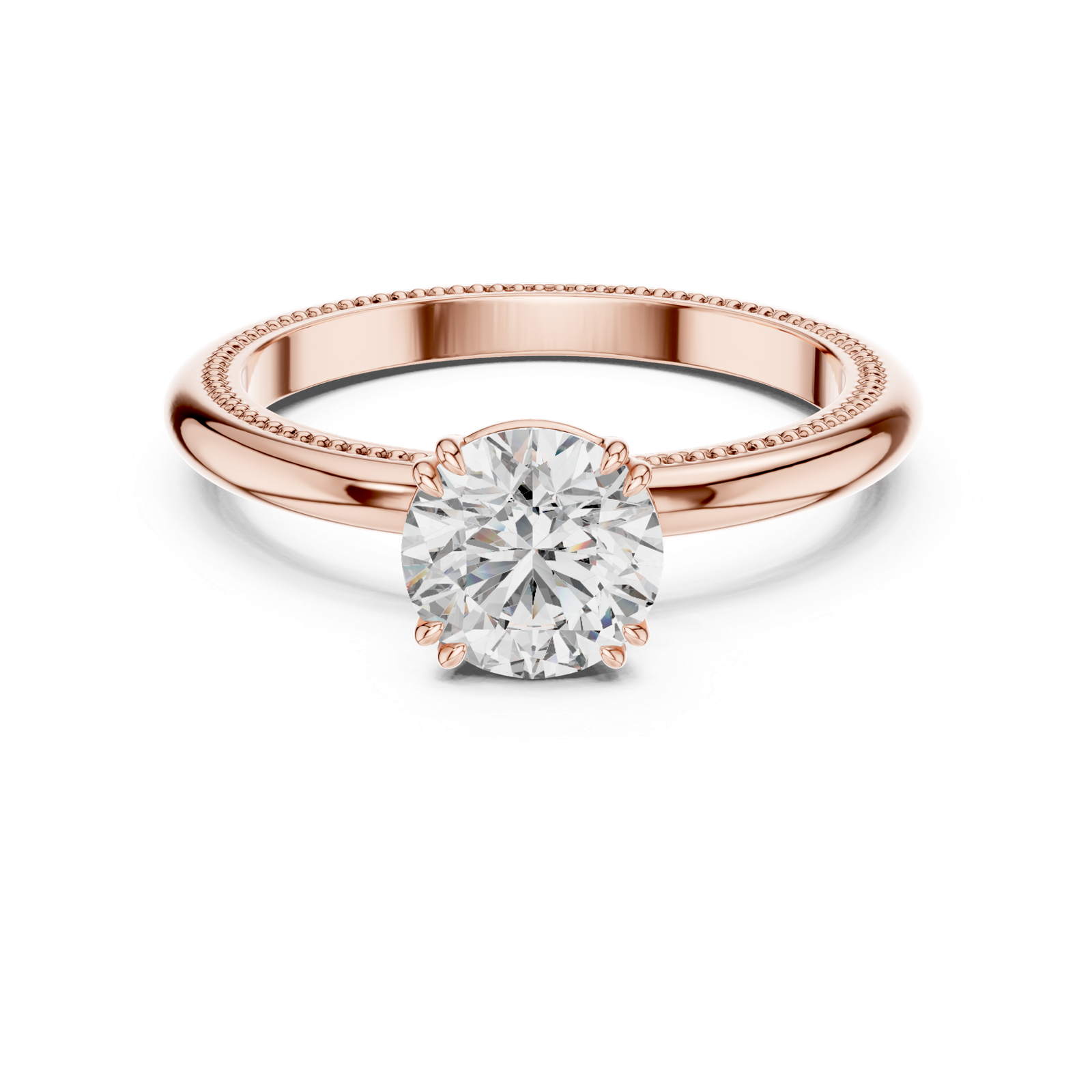 Milgrain Round Solitaire Ring