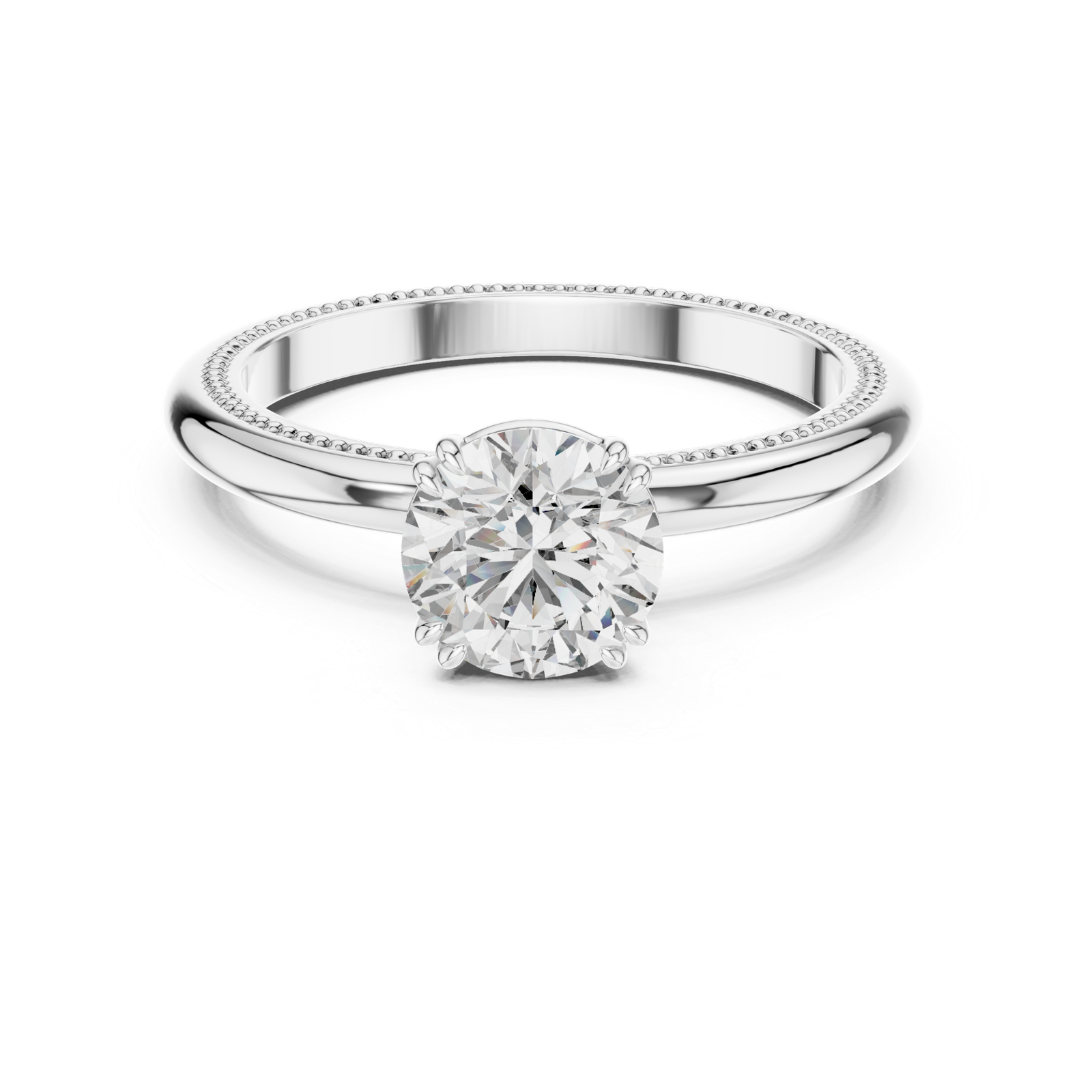 Milgrain Round Solitaire Ring