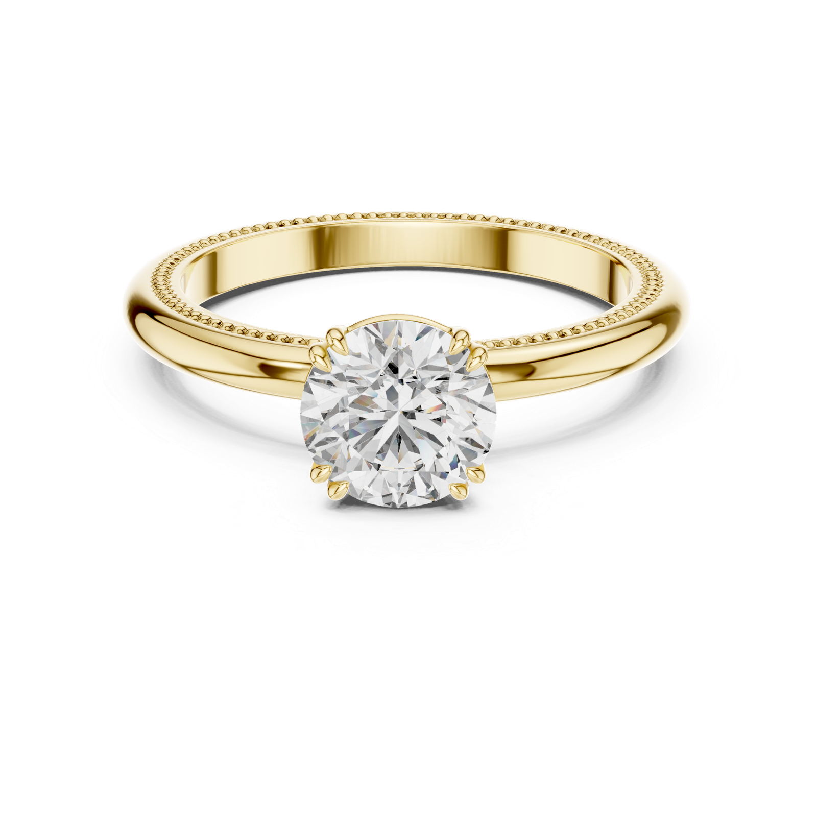 Milgrain Round Solitaire Ring