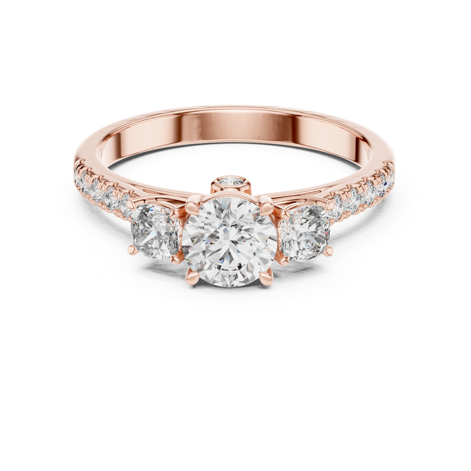 Round Cushion Accent Ring