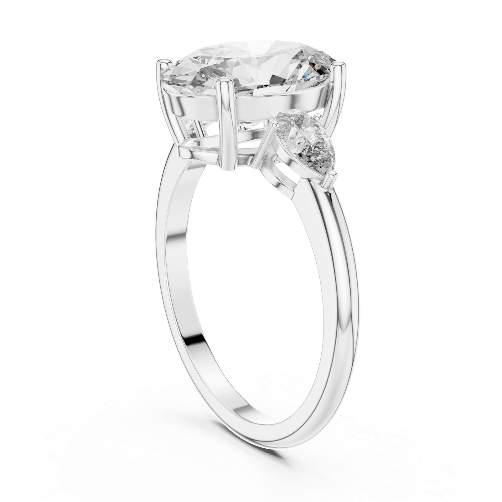 Oval Pear Side Stone Ring