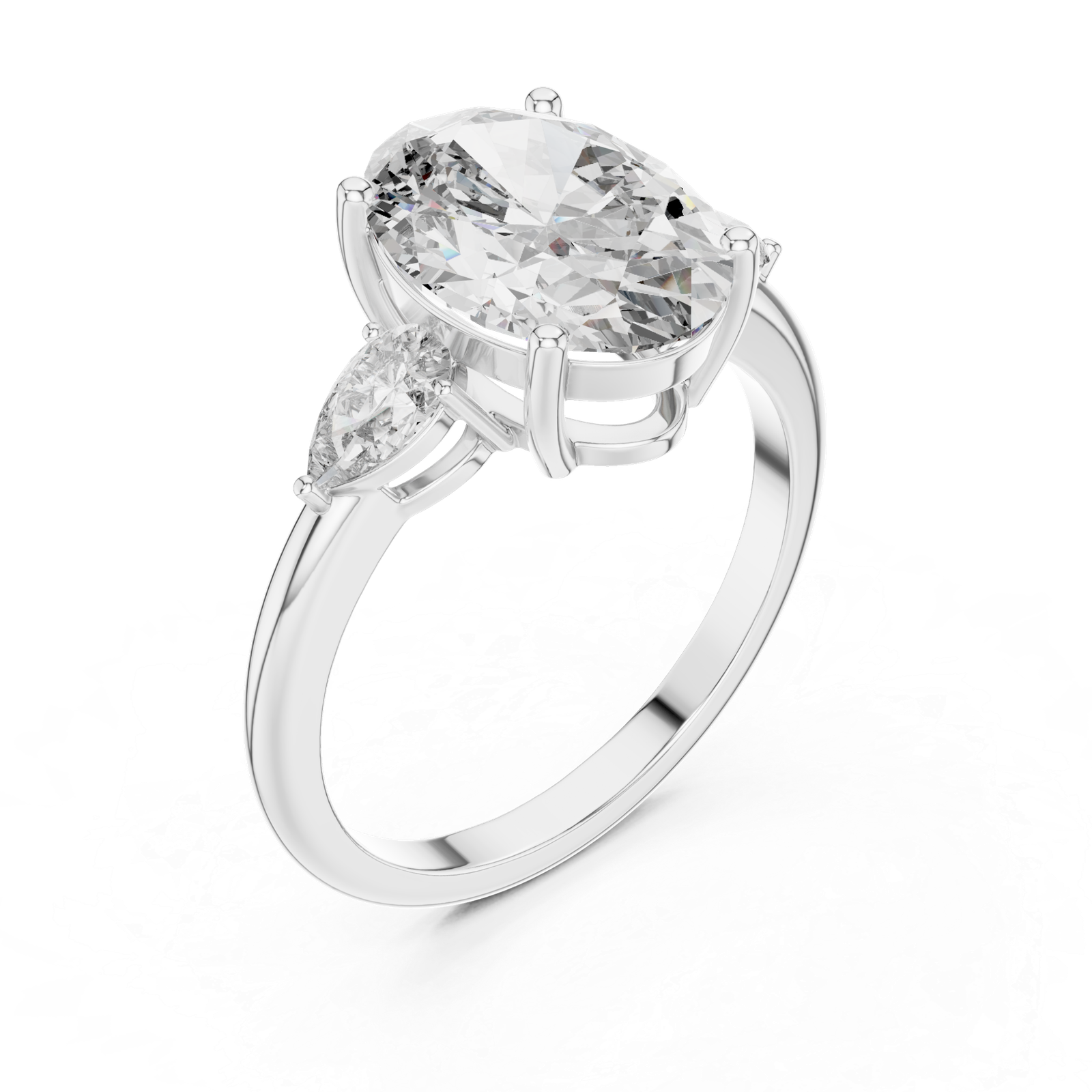 Oval Pear Side Stone Ring