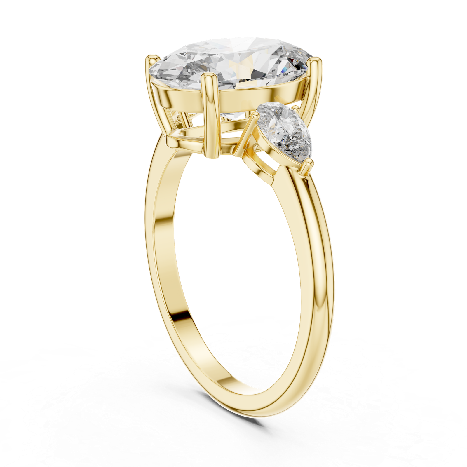 Oval Pear Side Stone Ring