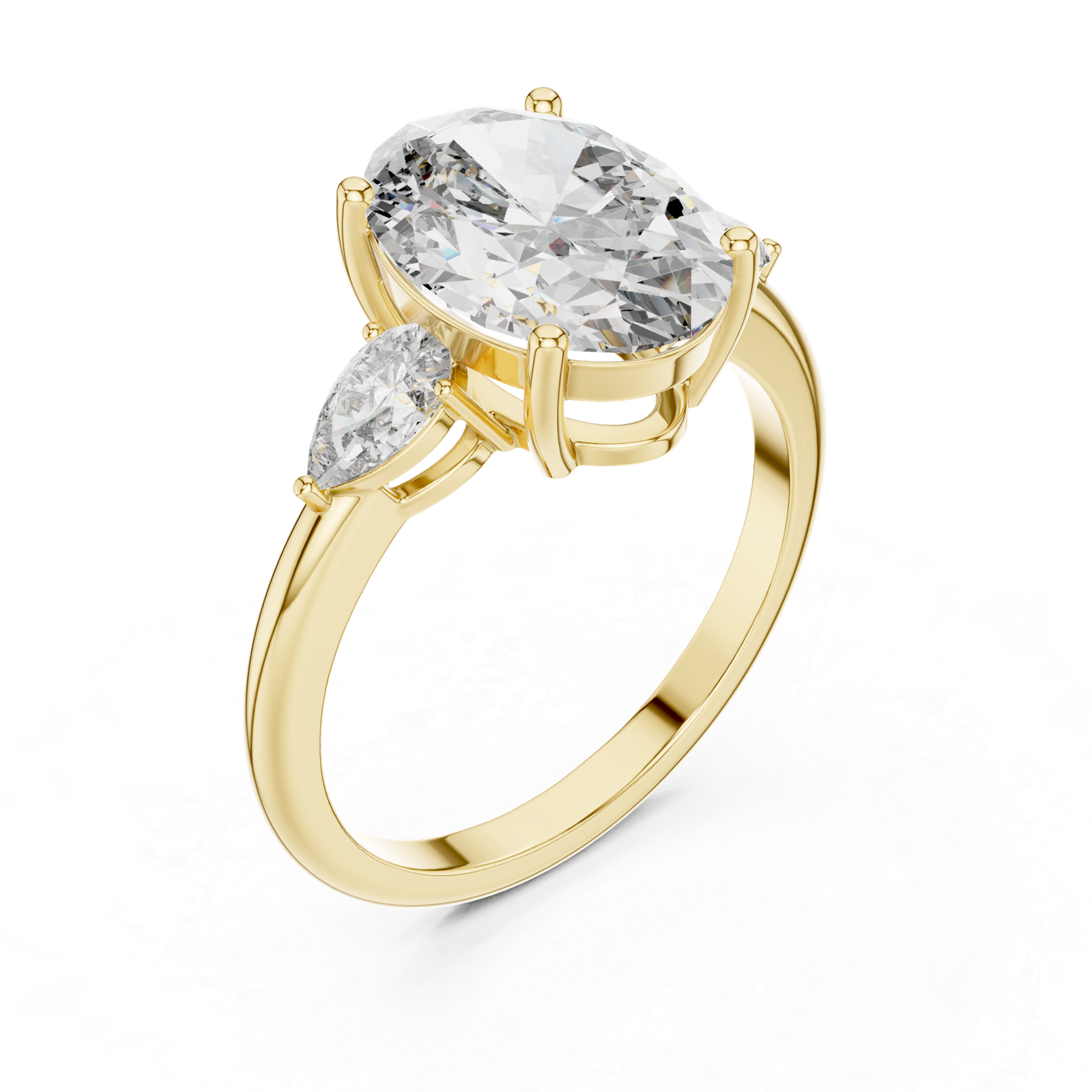Oval Pear Side Stone Ring