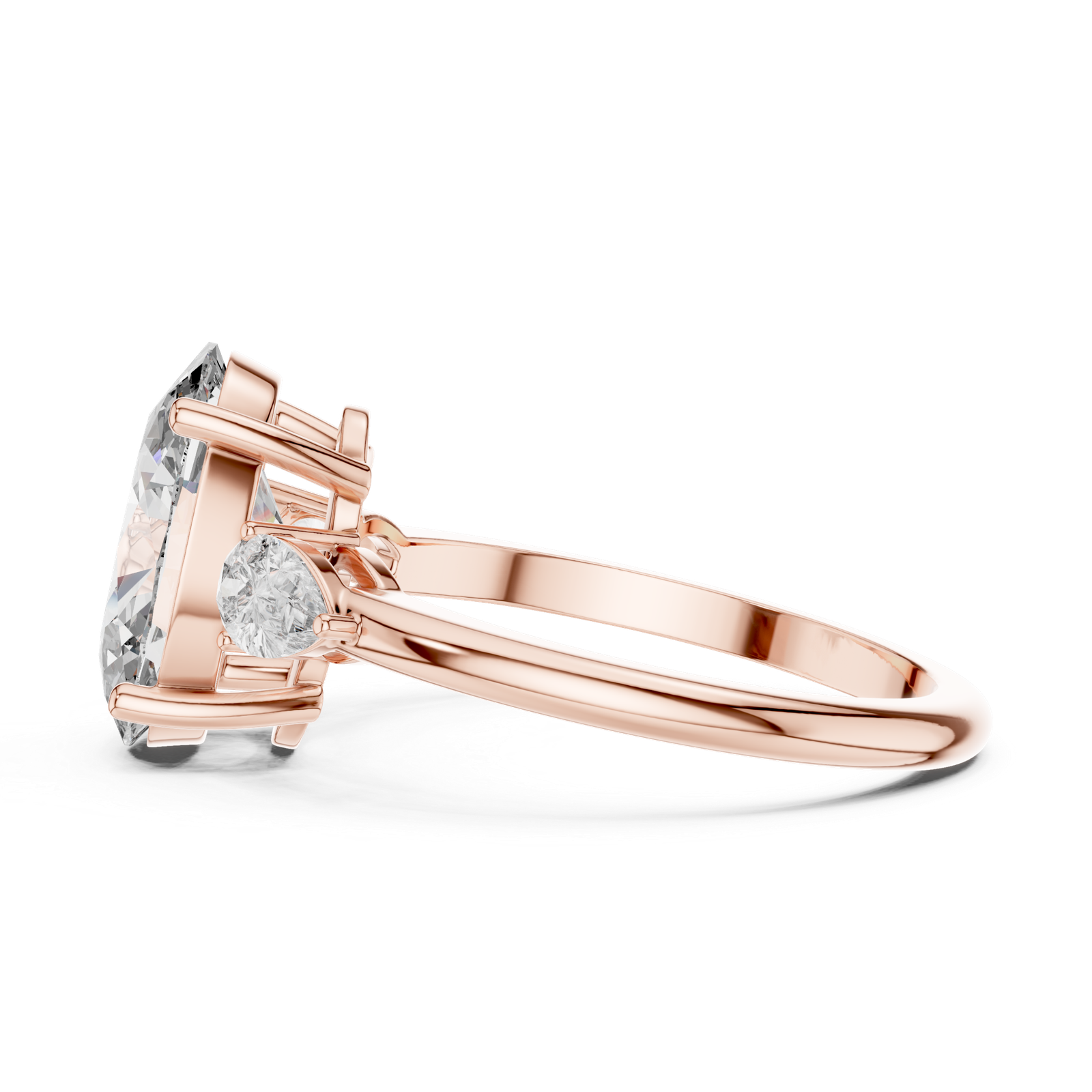 Oval Pear Side Stone Ring