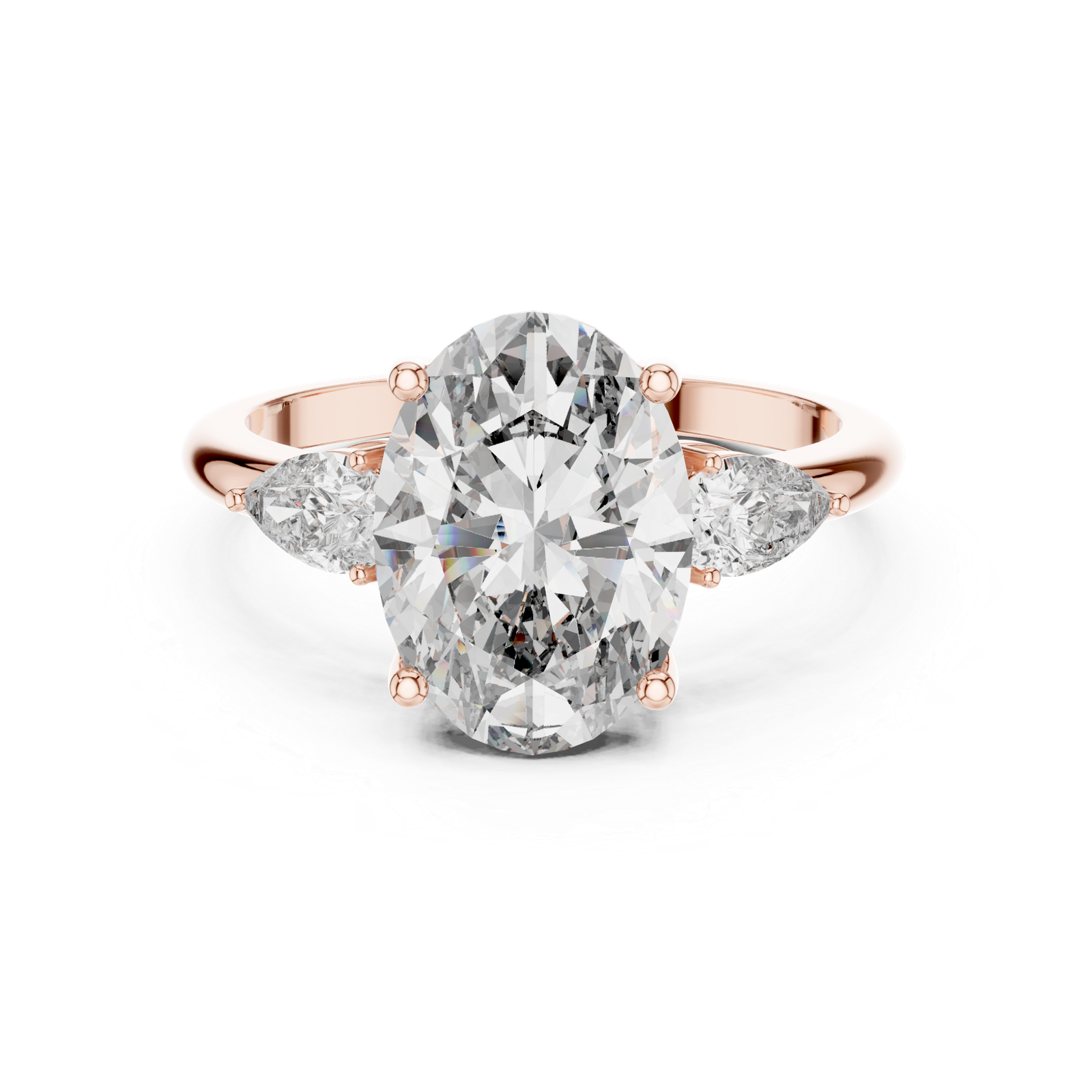 Oval Pear Side Stone Ring