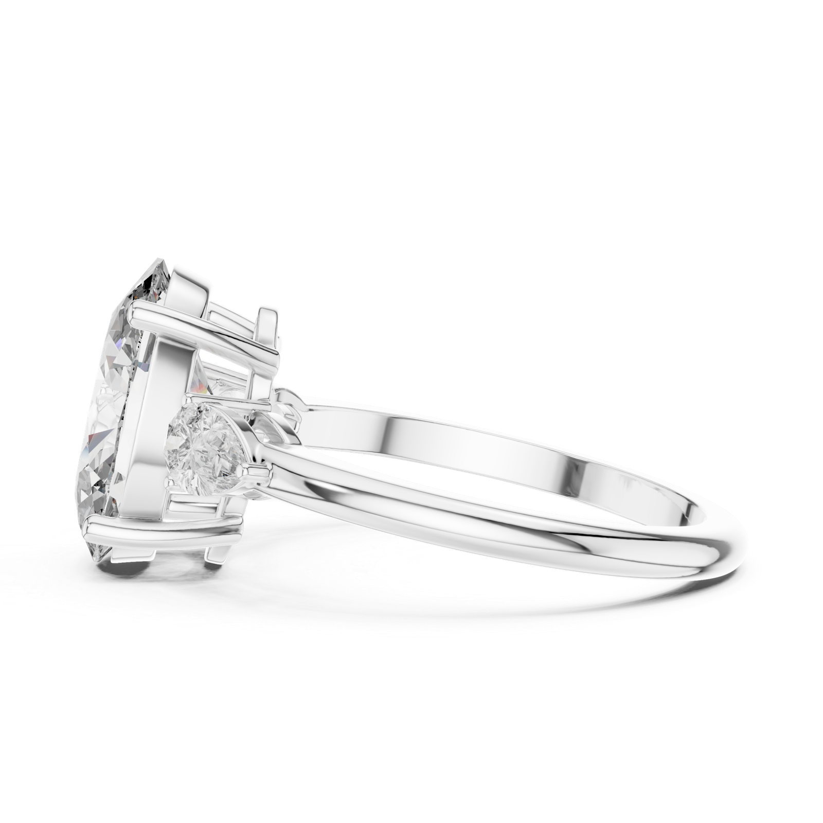 Oval Pear Side Stone Ring