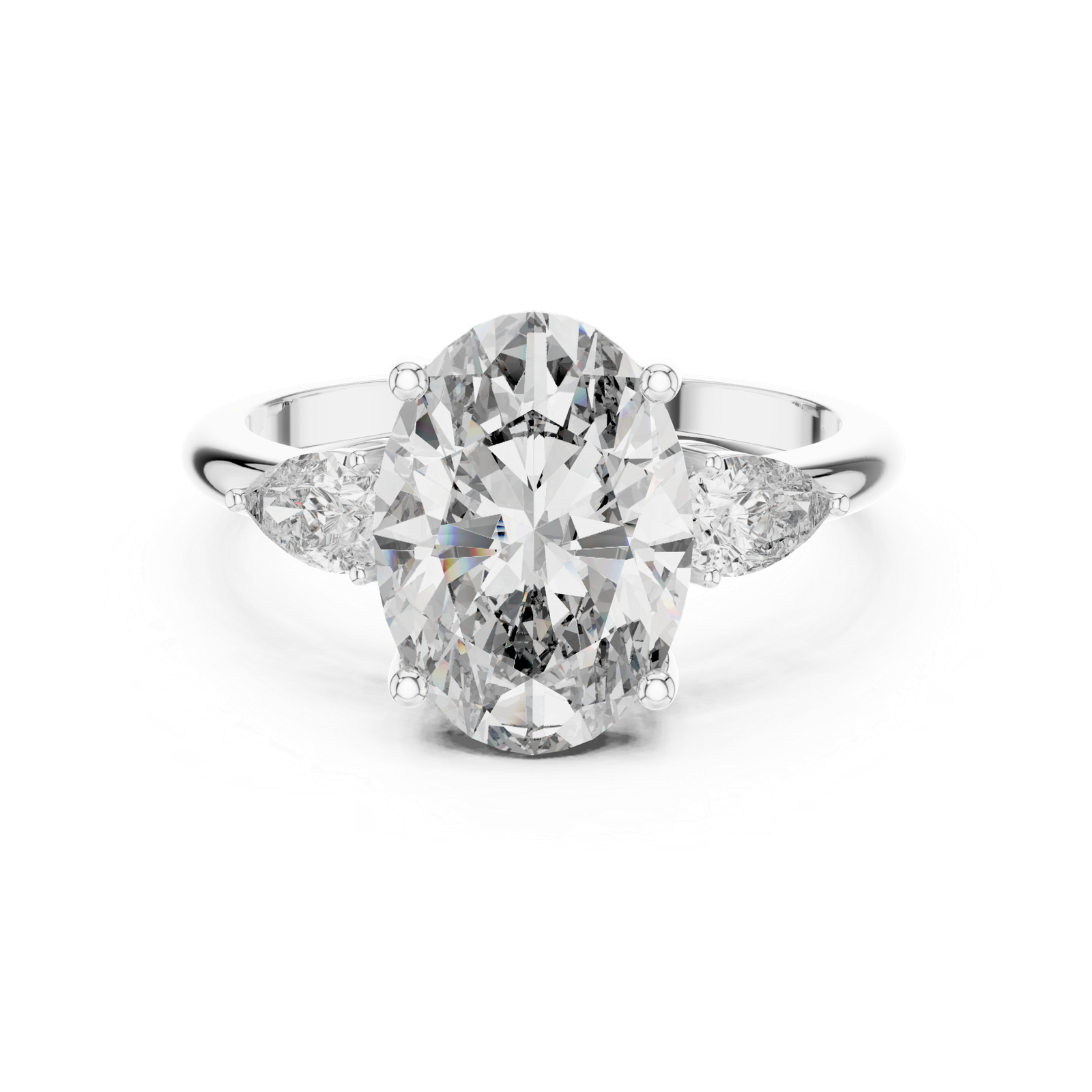 Oval Pear Side Stone Ring