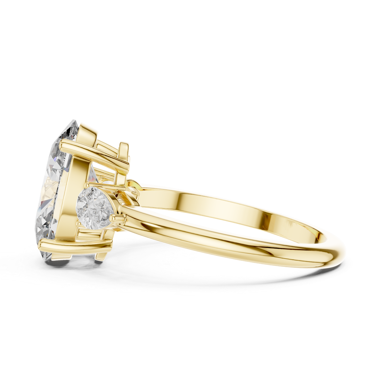 Oval Pear Side Stone Ring