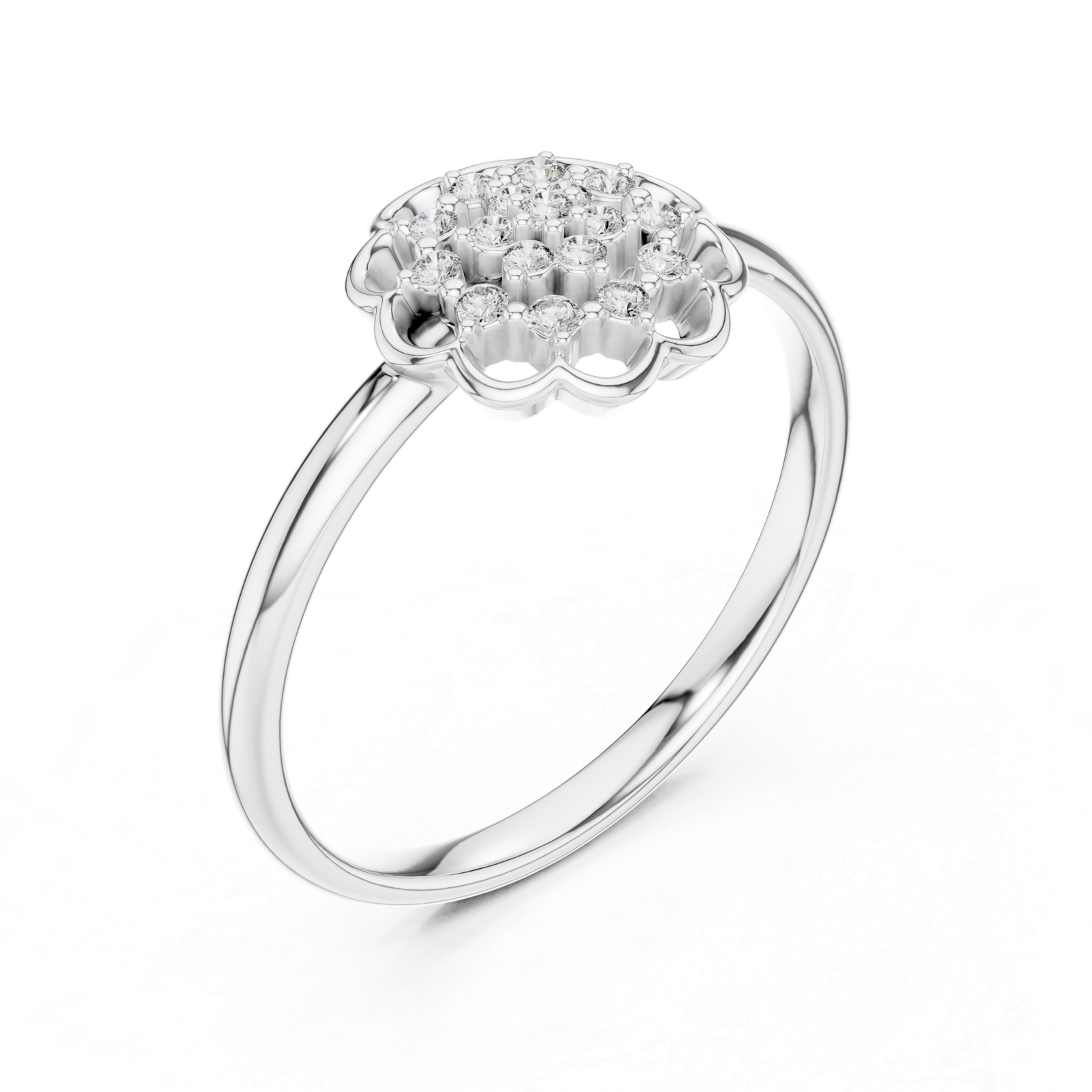 Round Floral Cluster Ring