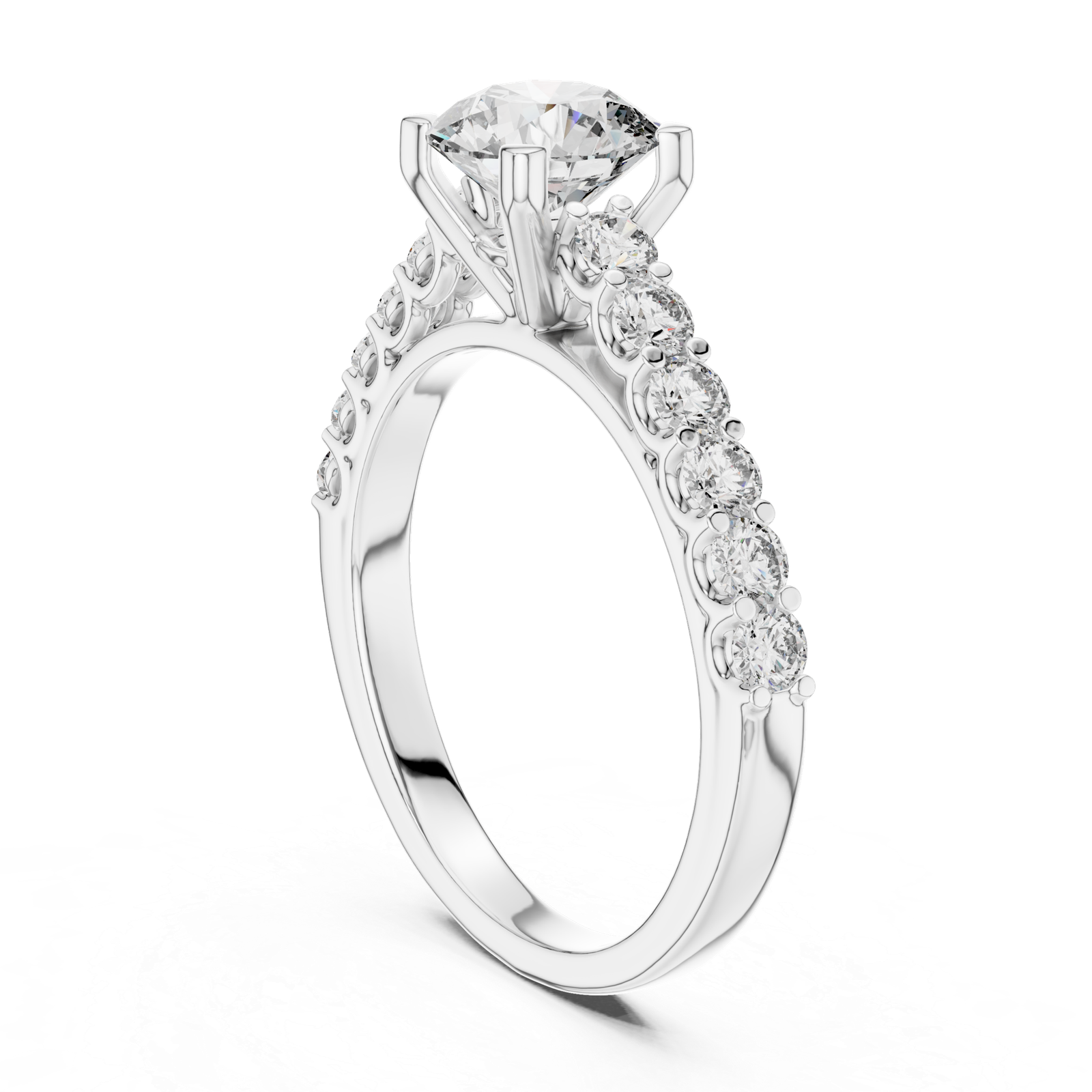 Round Solitaire Pavé Ring