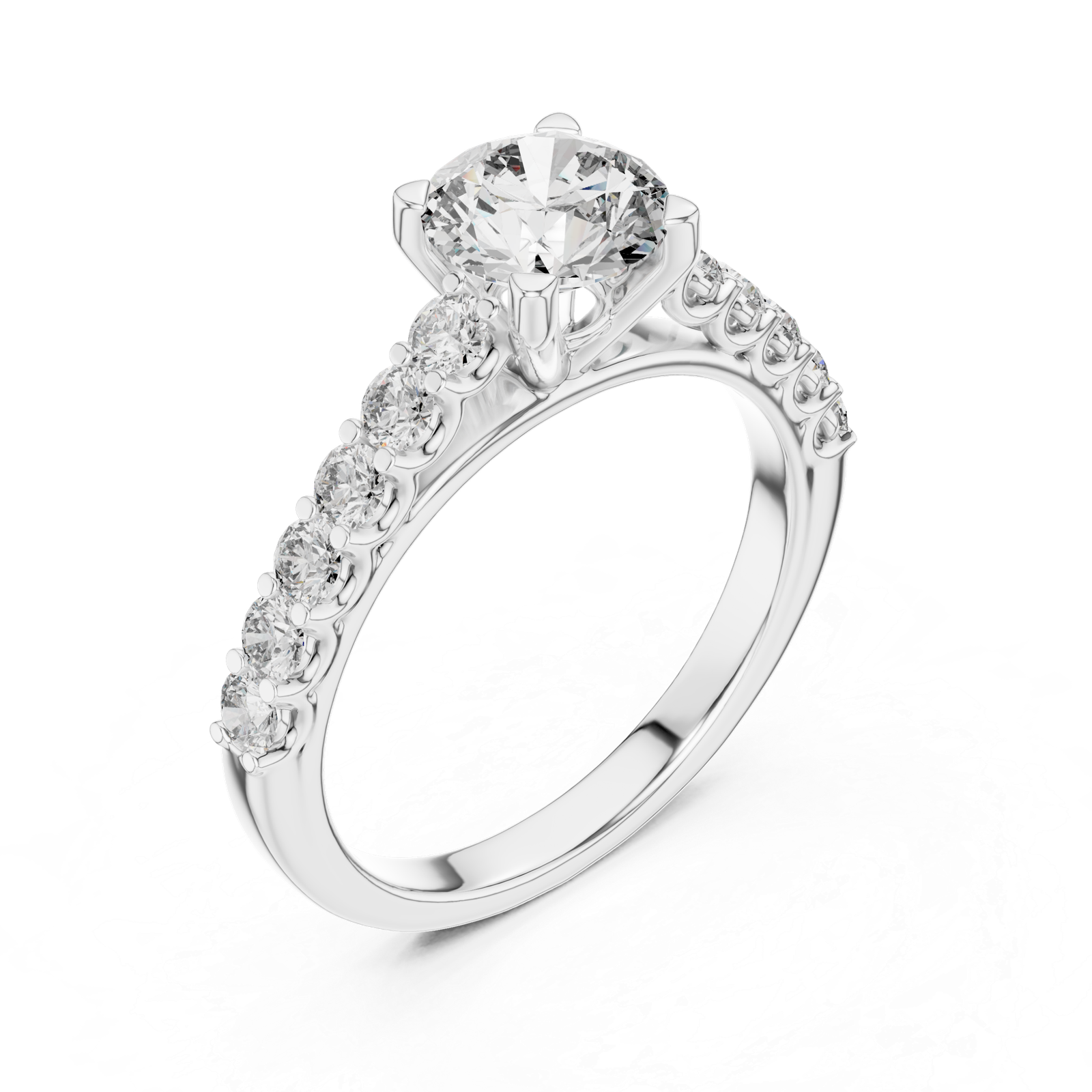 Round Solitaire Pavé Ring