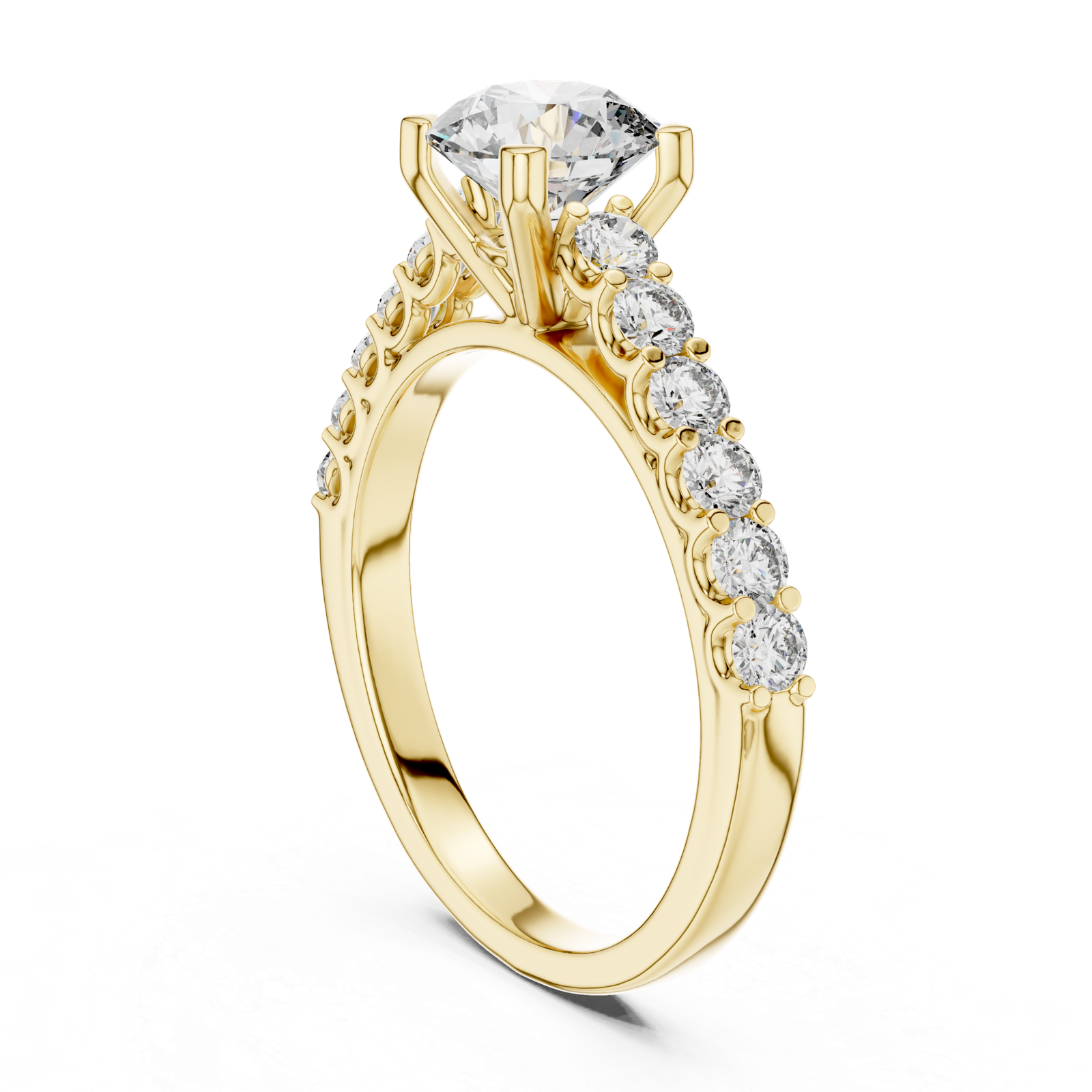 Round Solitaire Pavé Ring