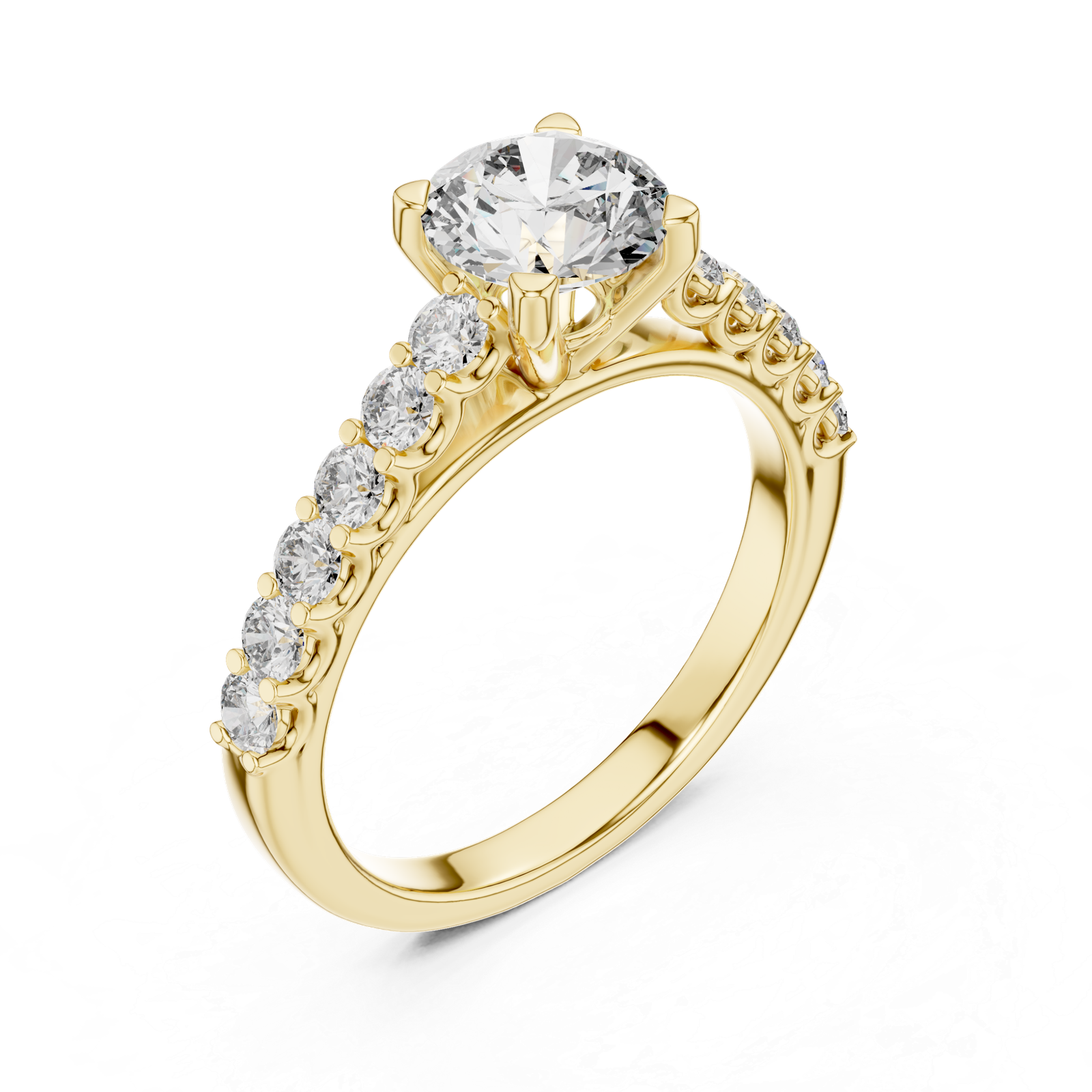 Round Solitaire Pavé Ring