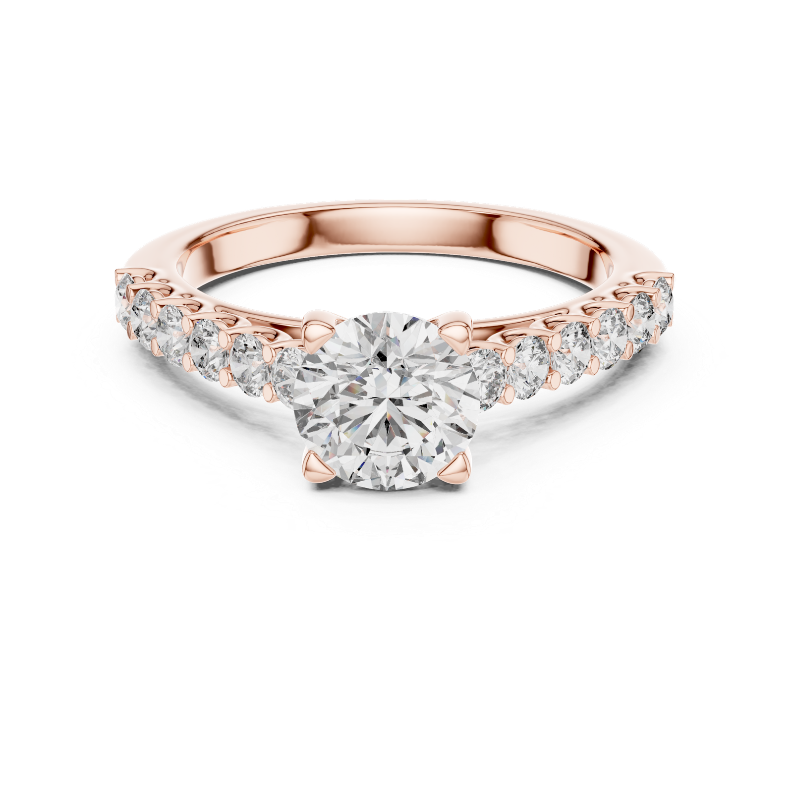 Round Solitaire Pavé Ring