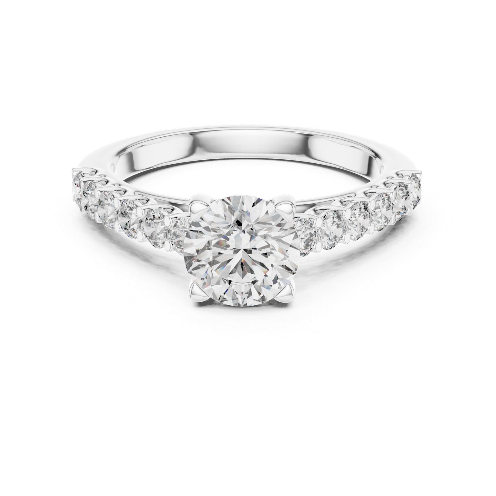 Round Solitaire Pavé Ring