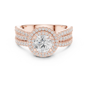 Round Halo Triple Row Ring