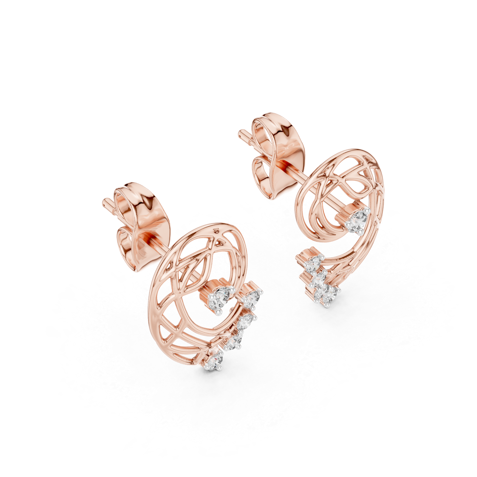 Aureole Open Leaf Diamond Ear Jackets Diamond Earrings