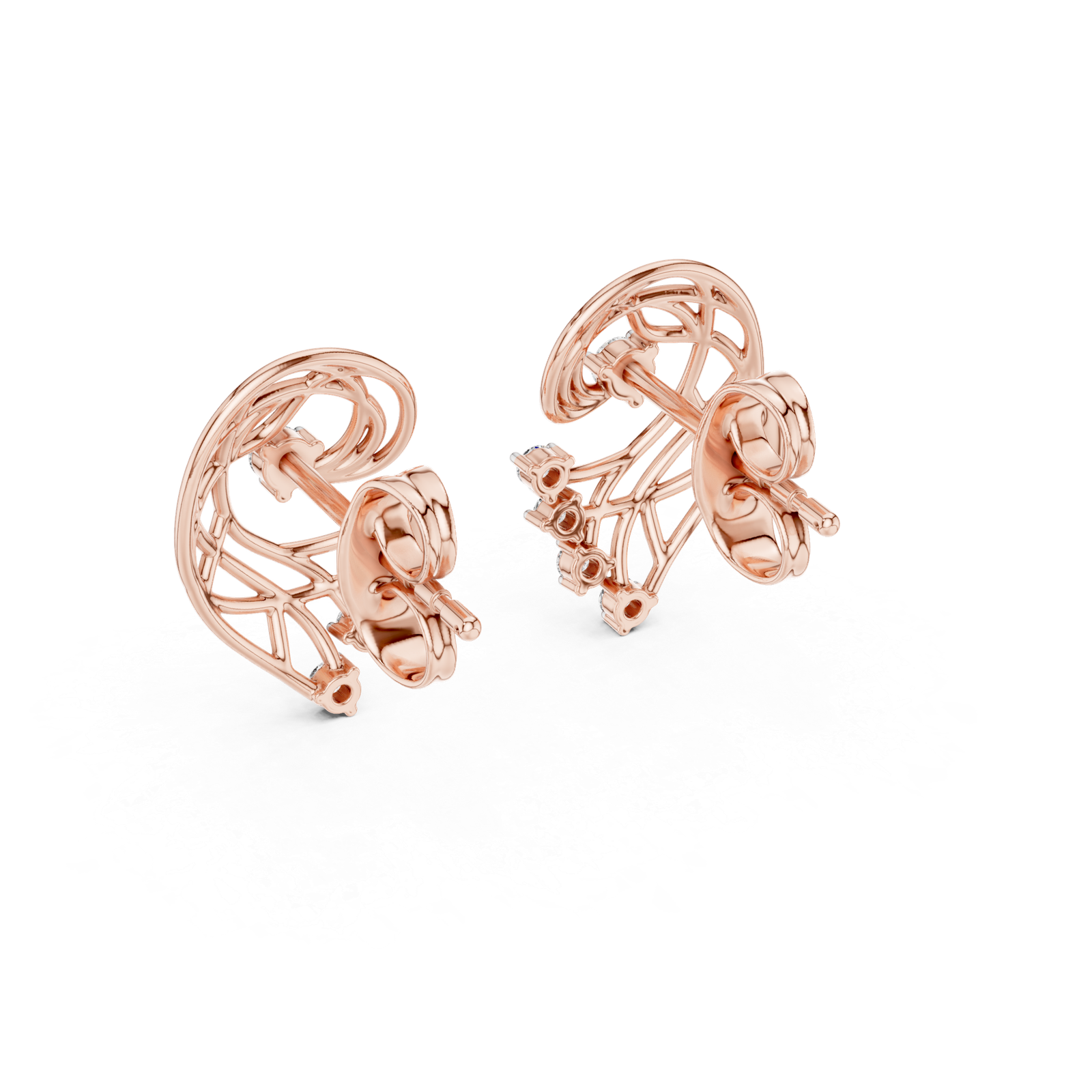Aureole Open Leaf Diamond Ear Jackets Diamond Earrings