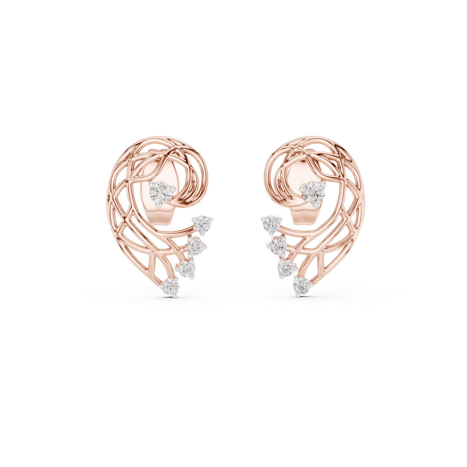 Aureole Open Leaf Diamond Ear Jackets Diamond Earrings