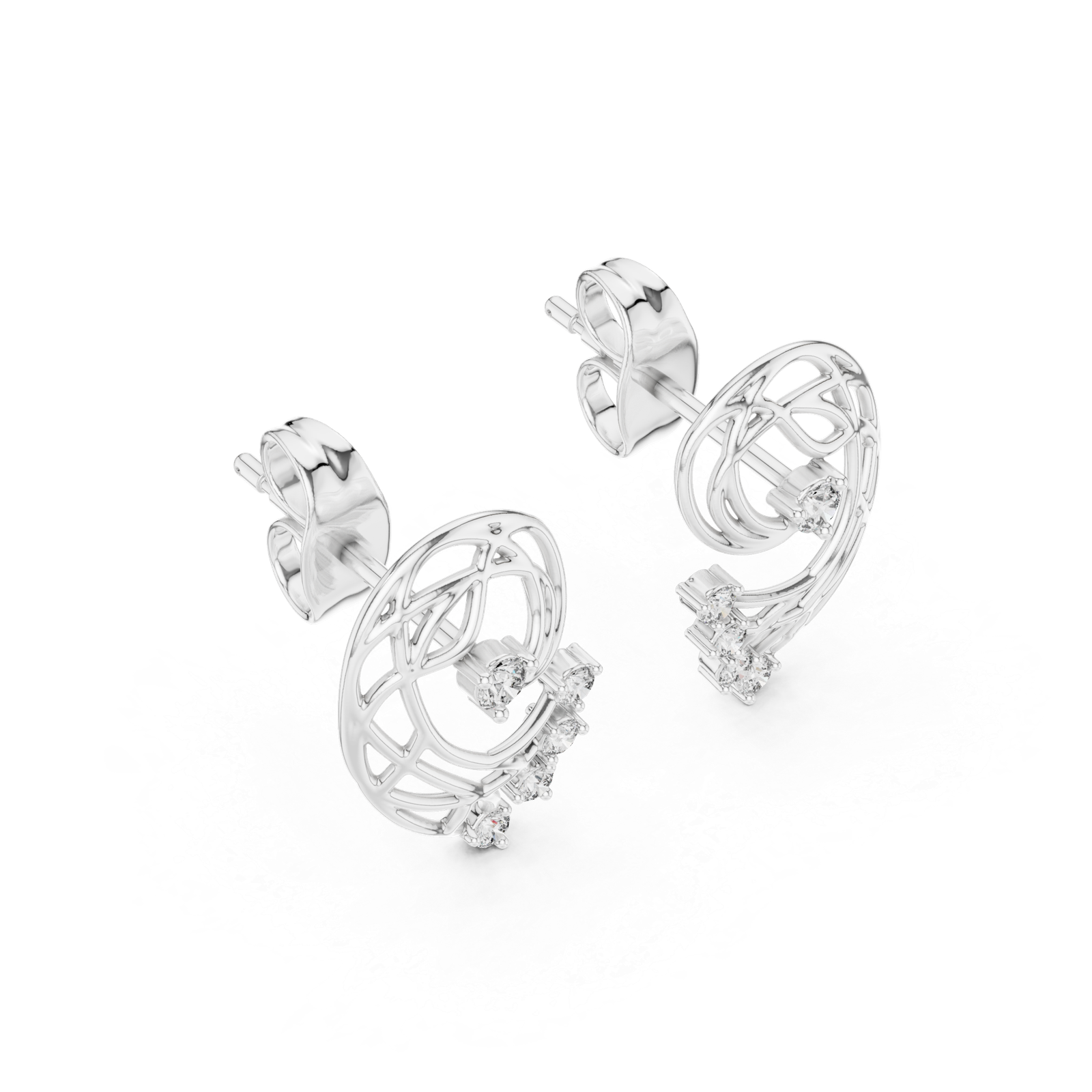 Aureole Open Leaf Diamond Ear Jackets Diamond Earrings