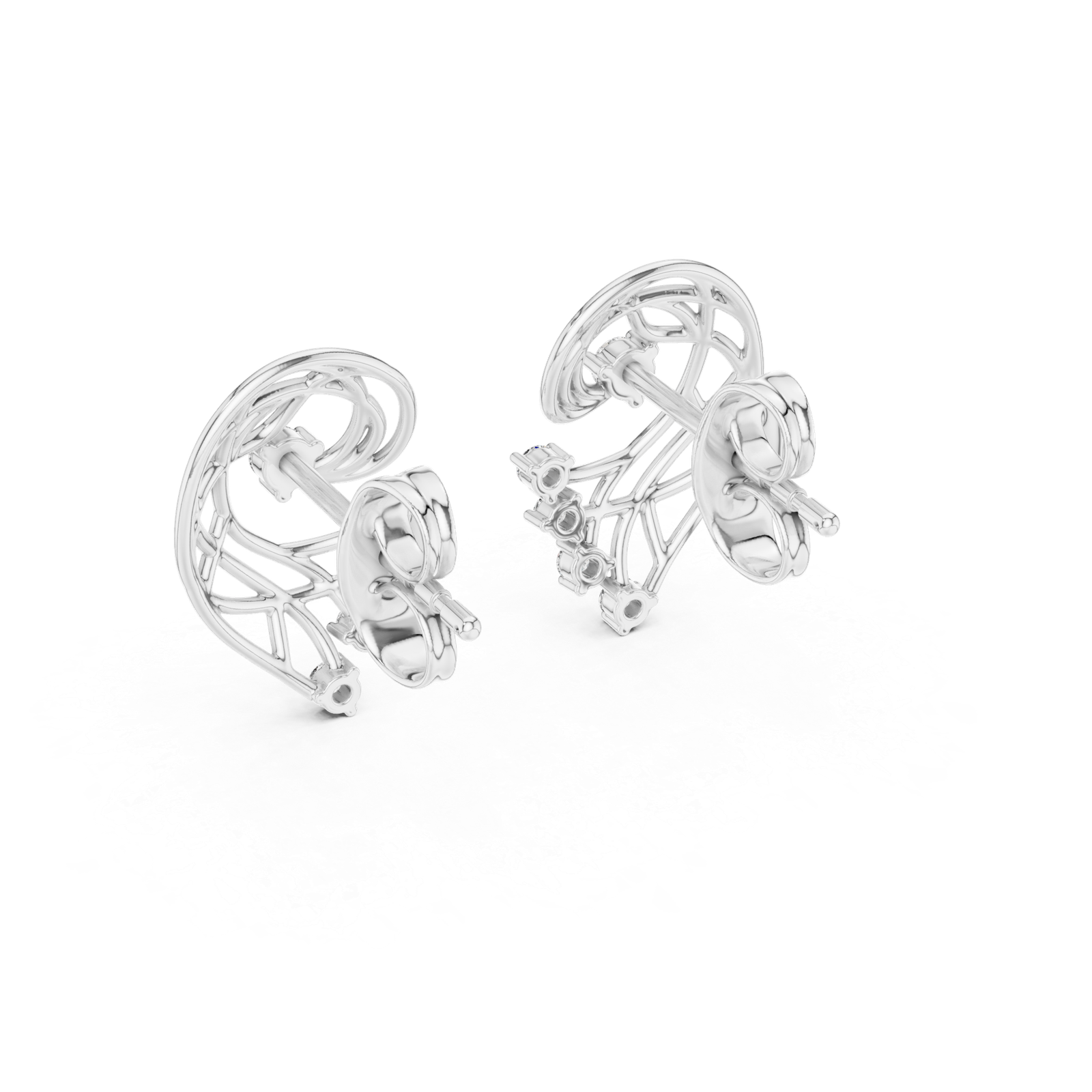 Aureole Open Leaf Diamond Ear Jackets Diamond Earrings