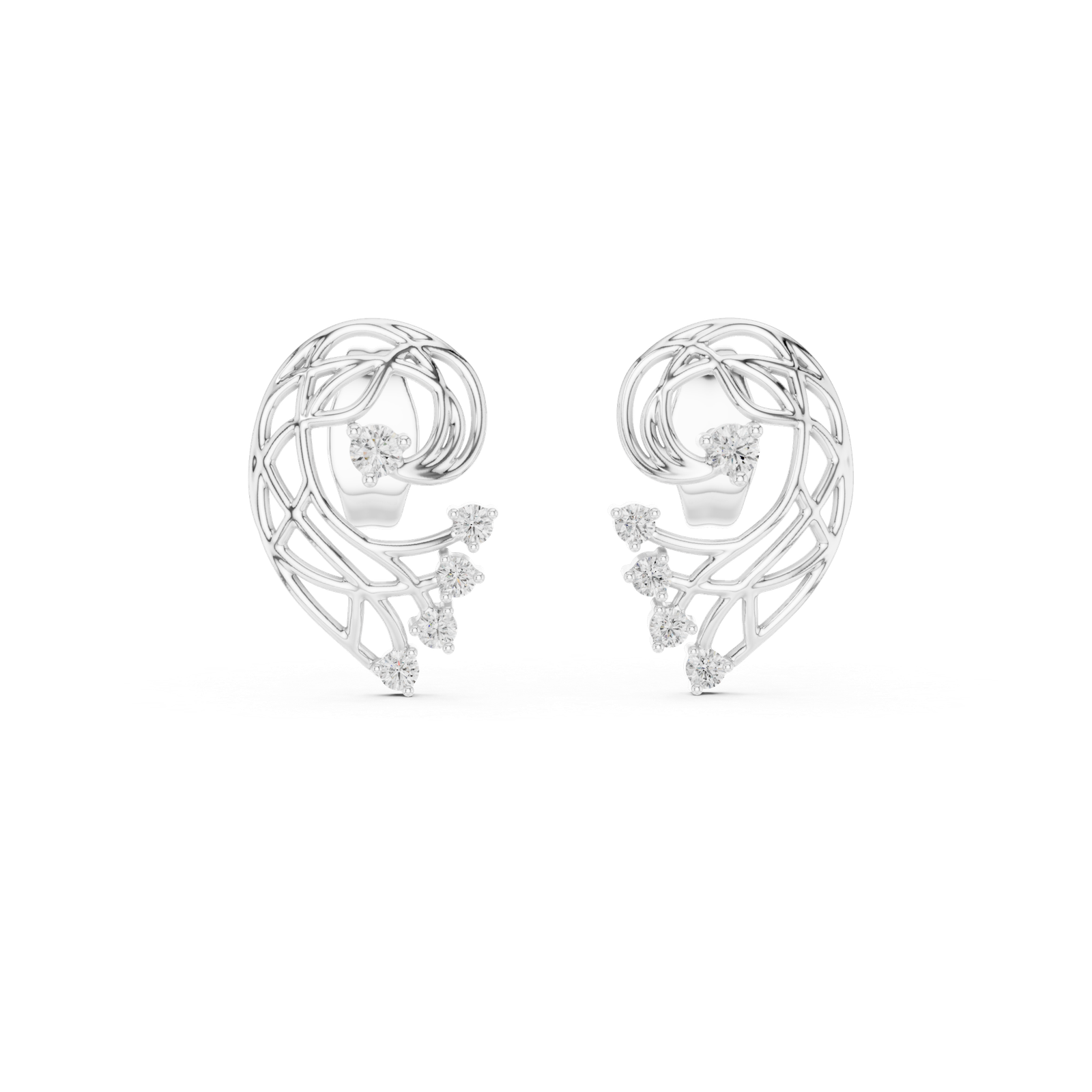 Aureole Open Leaf Diamond Ear Jackets Diamond Earrings