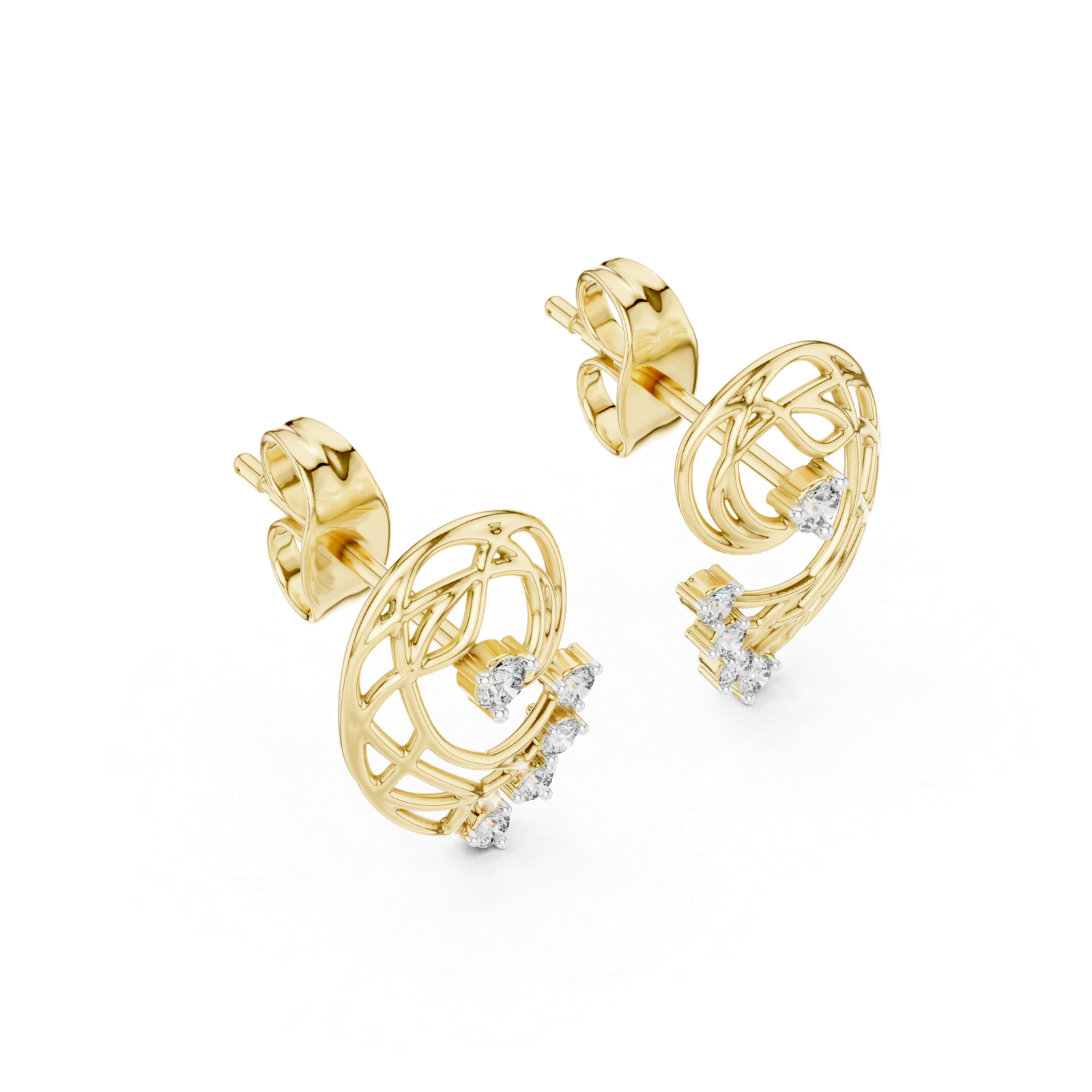 Aureole Open Leaf Diamond Ear Jackets Diamond Earrings