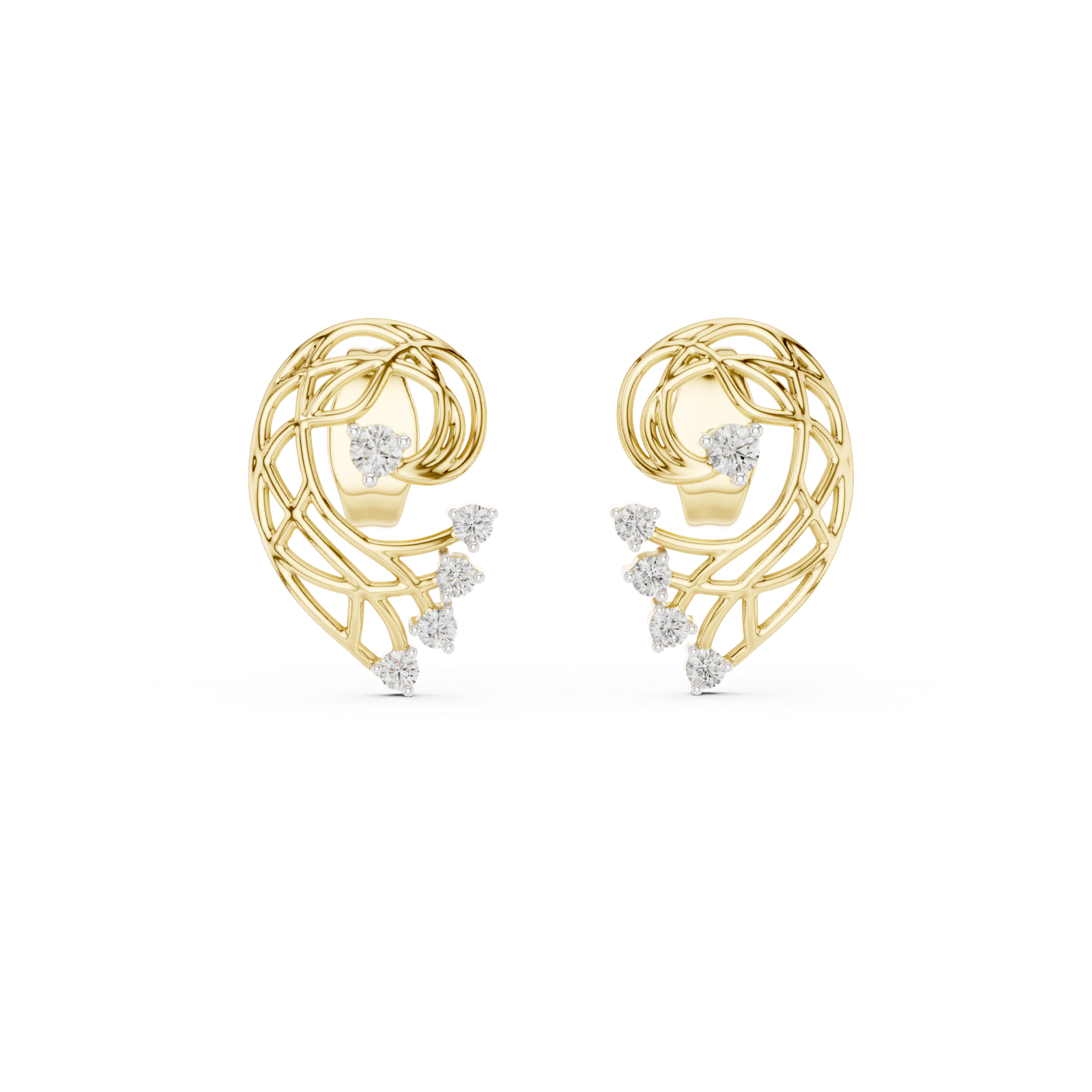 Aureole Open Leaf Diamond Ear Jackets Diamond Earrings