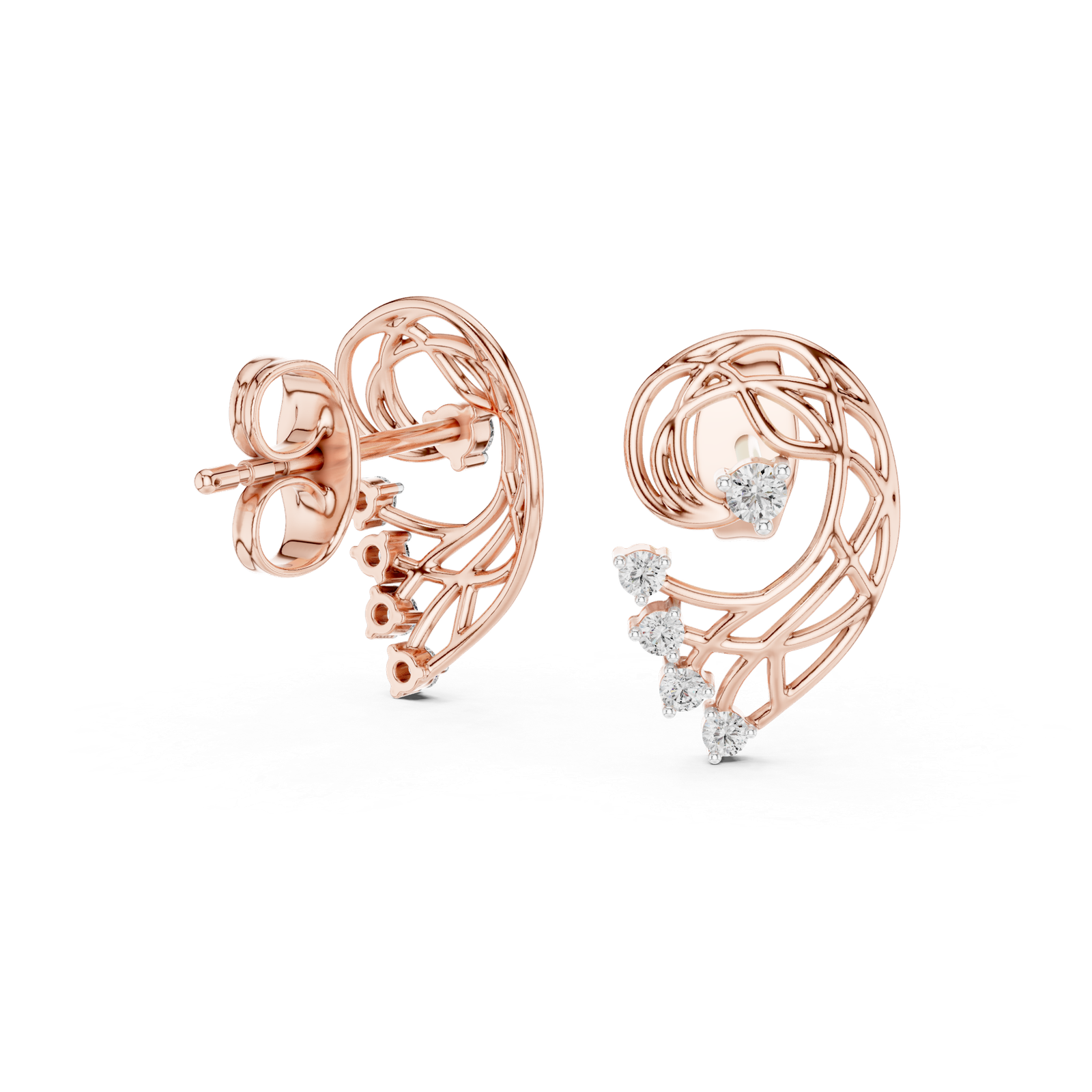 Aureole Open Leaf Diamond Ear Jackets Diamond Earrings