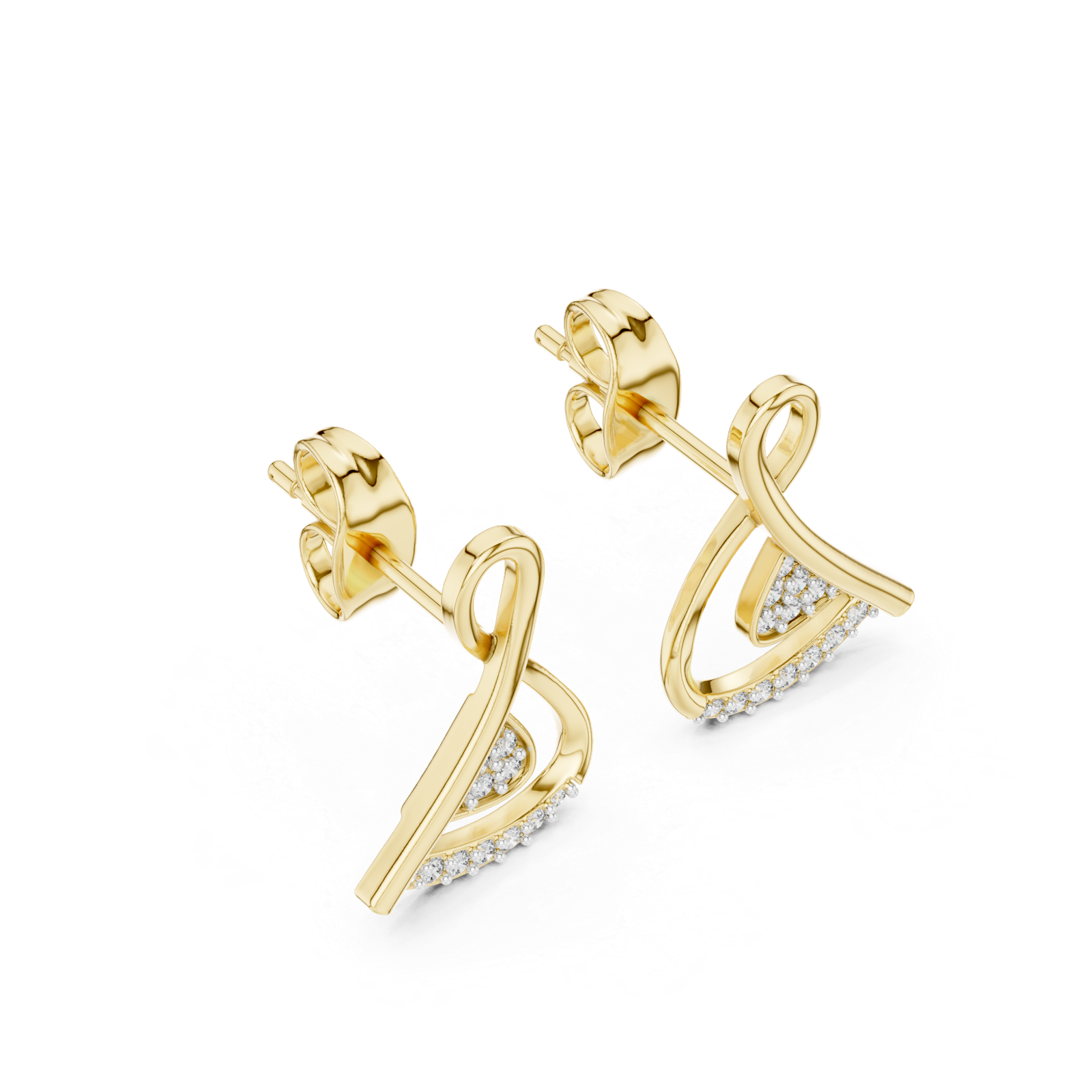 Bellina Ribbon Curve Diamond Ear Jackets Diamond Earrings