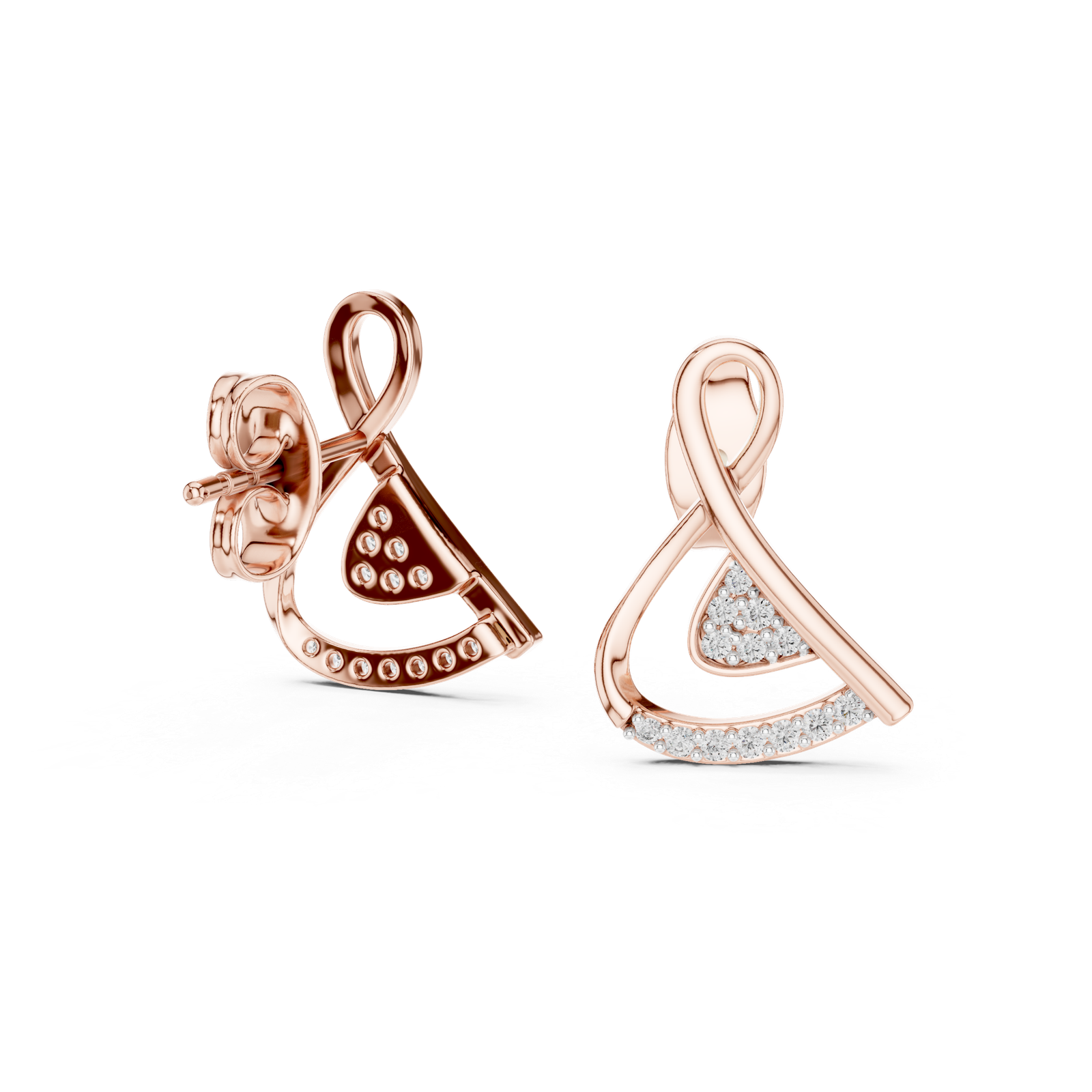Bellina Ribbon Curve Diamond Ear Jackets Diamond Earrings