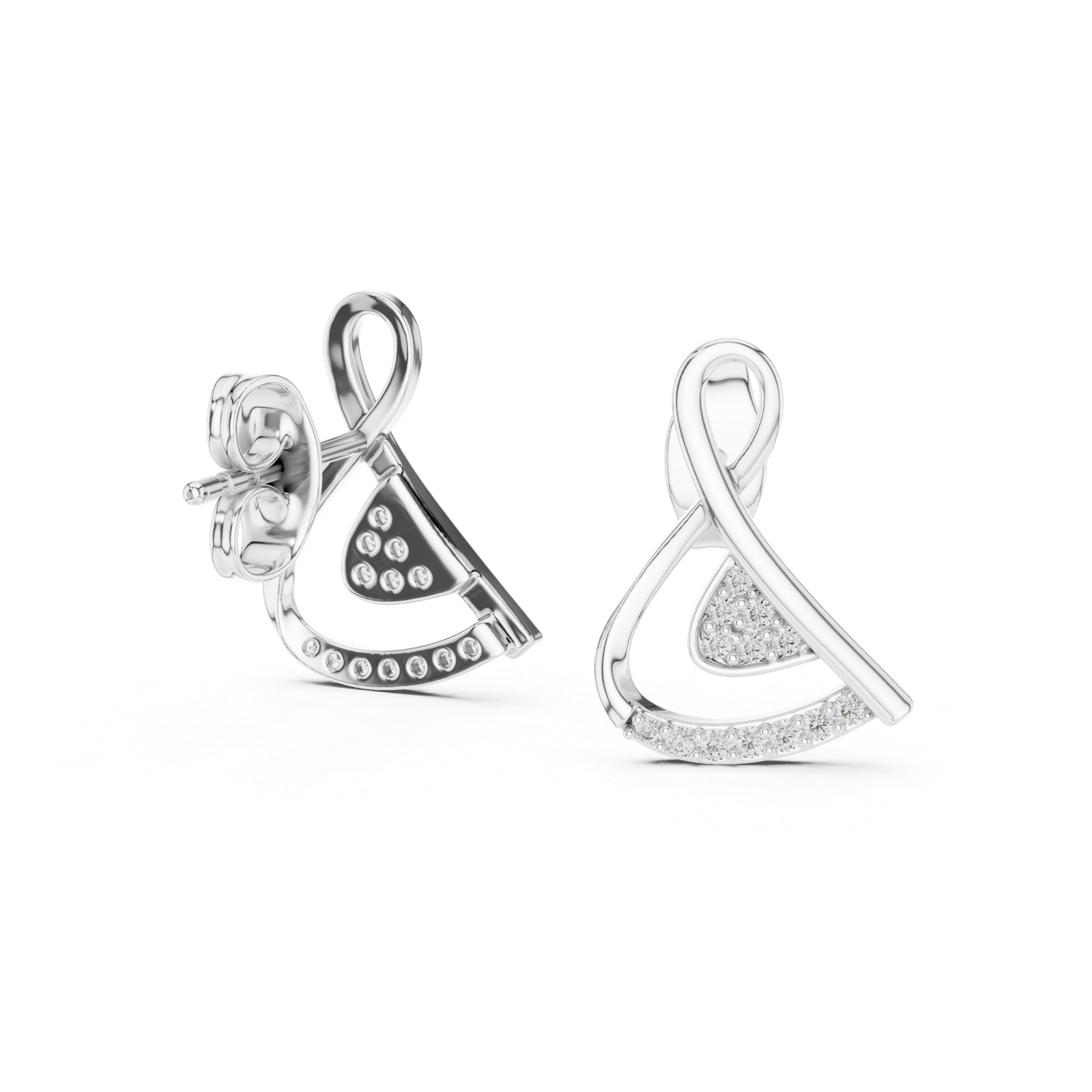 Bellina Ribbon Curve Diamond Ear Jackets Diamond Earrings