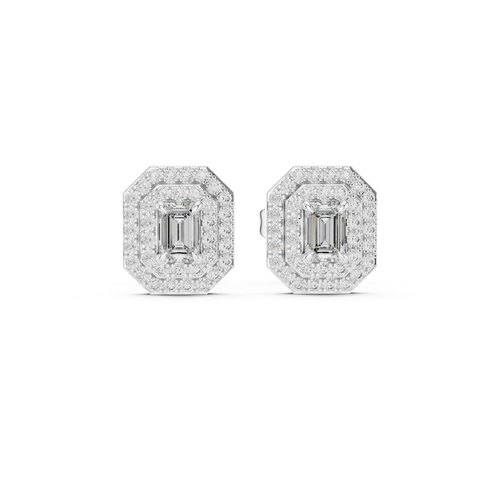 Éclat Emerald Halo Diamond Stud Earrings
