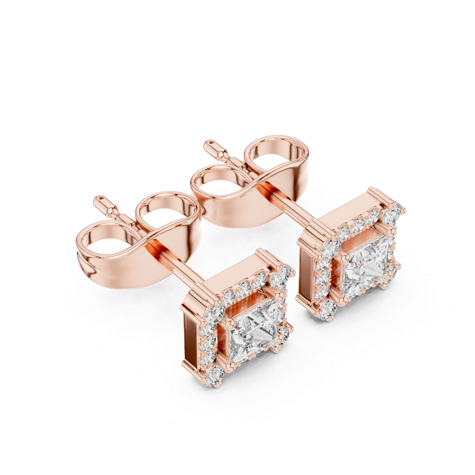 Maison Princess Halo Diamond Stud Earrings