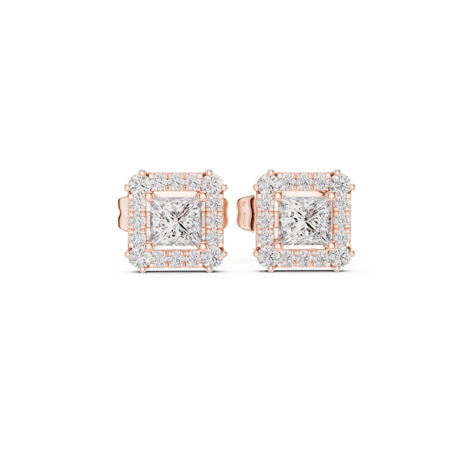 Maison Princess Halo Diamond Stud Earrings