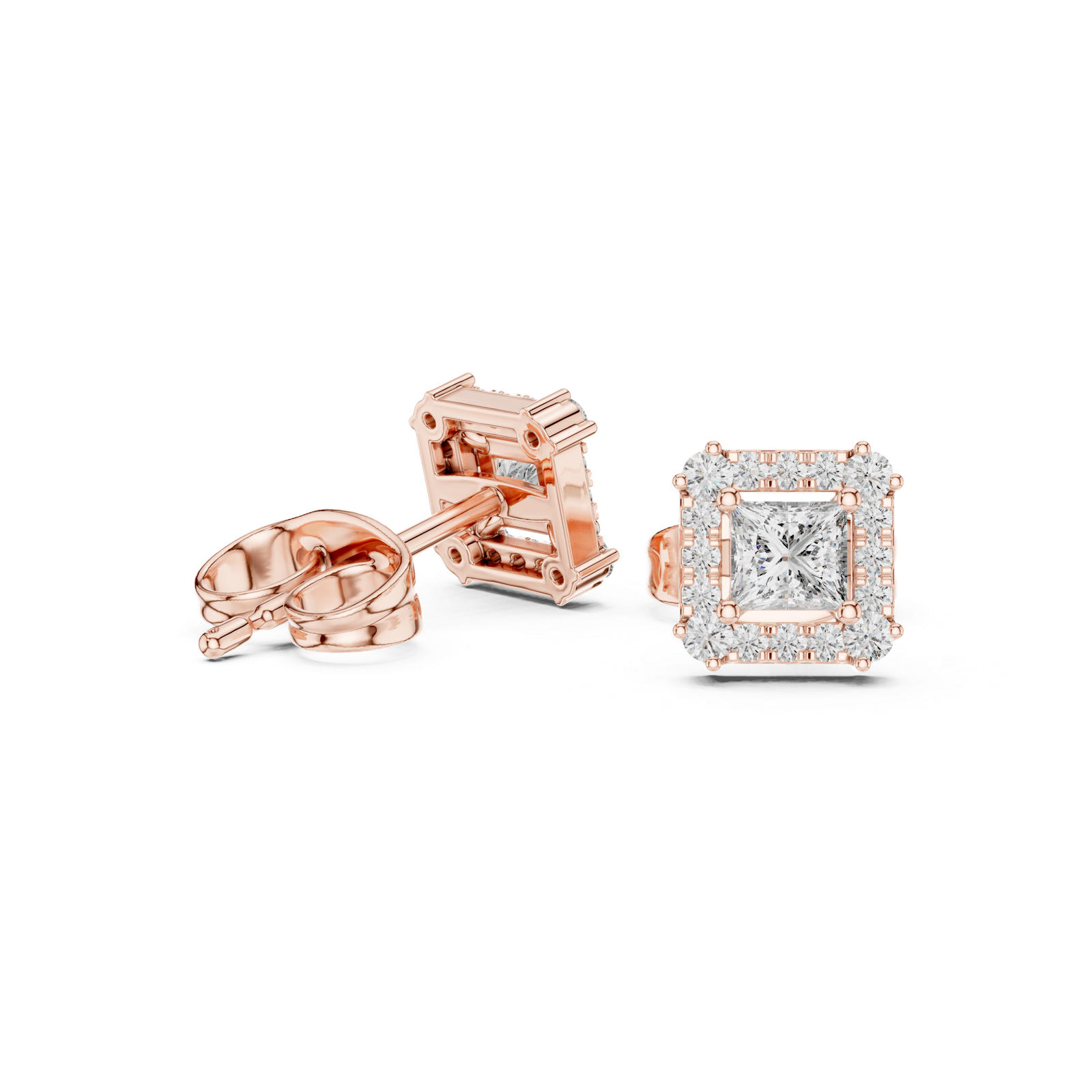 Maison Princess Halo Diamond Stud Earrings