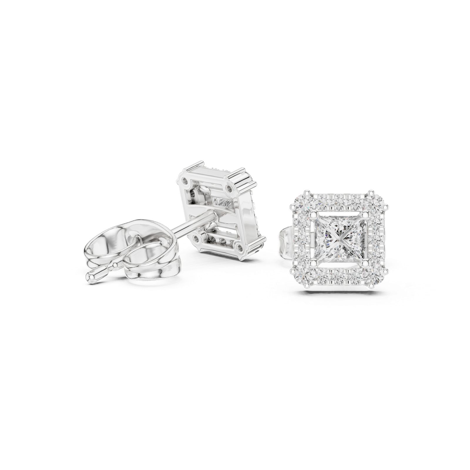 Maison Princess Halo Diamond Stud Earrings