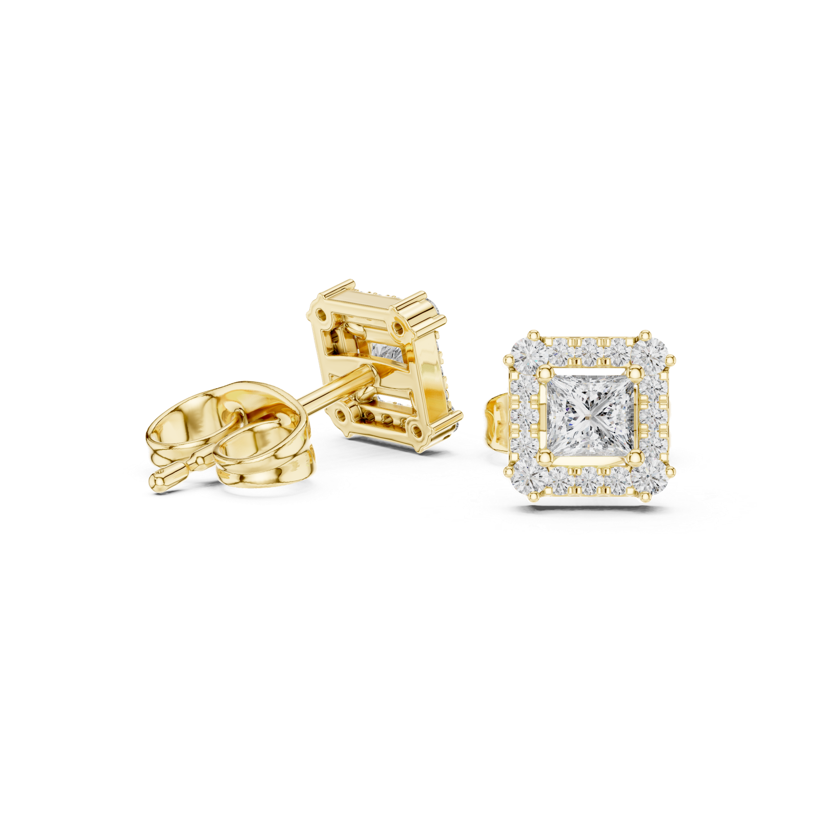 Maison Princess Halo Diamond Stud Earrings