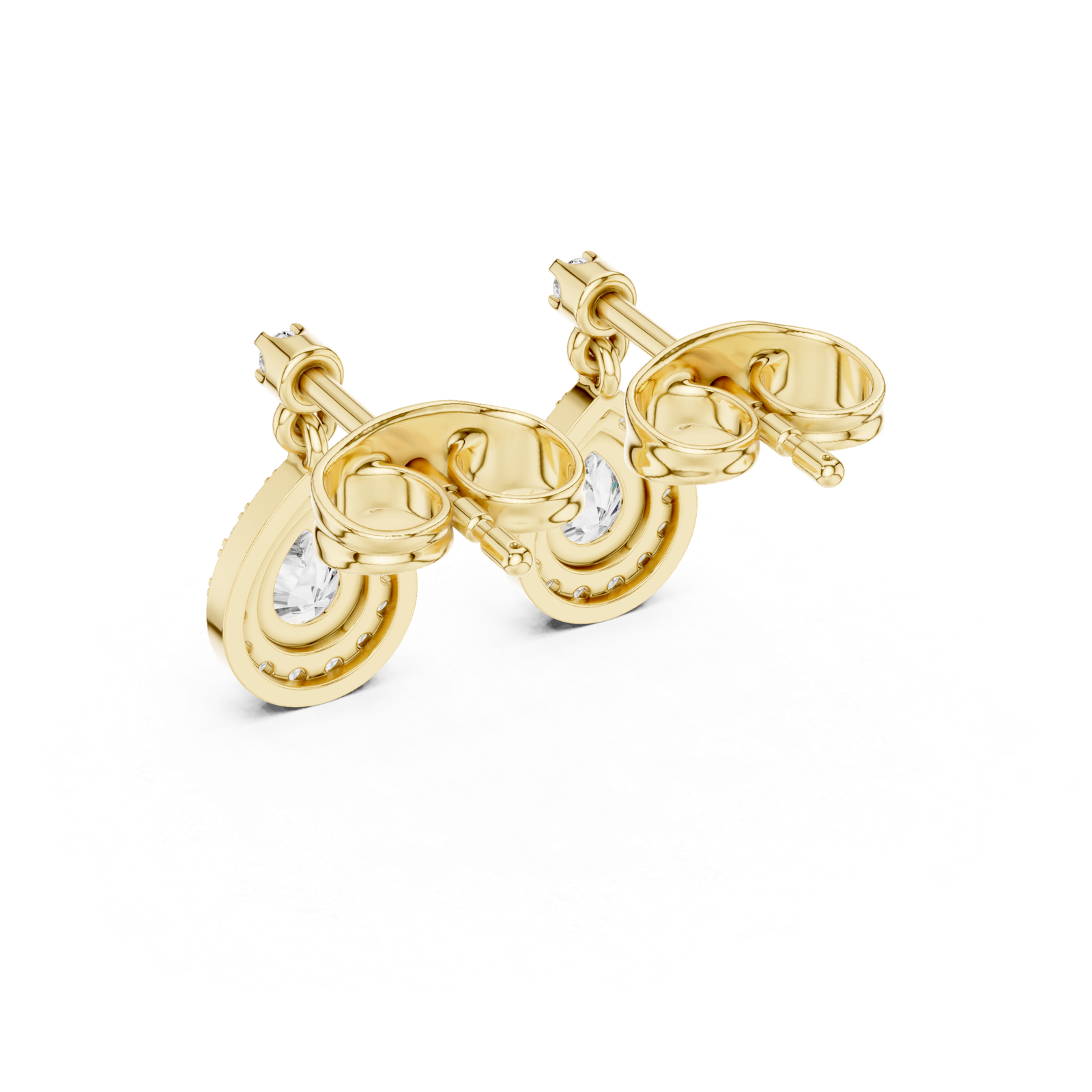 Celestia Pear Halo Diamond Drop Earrings